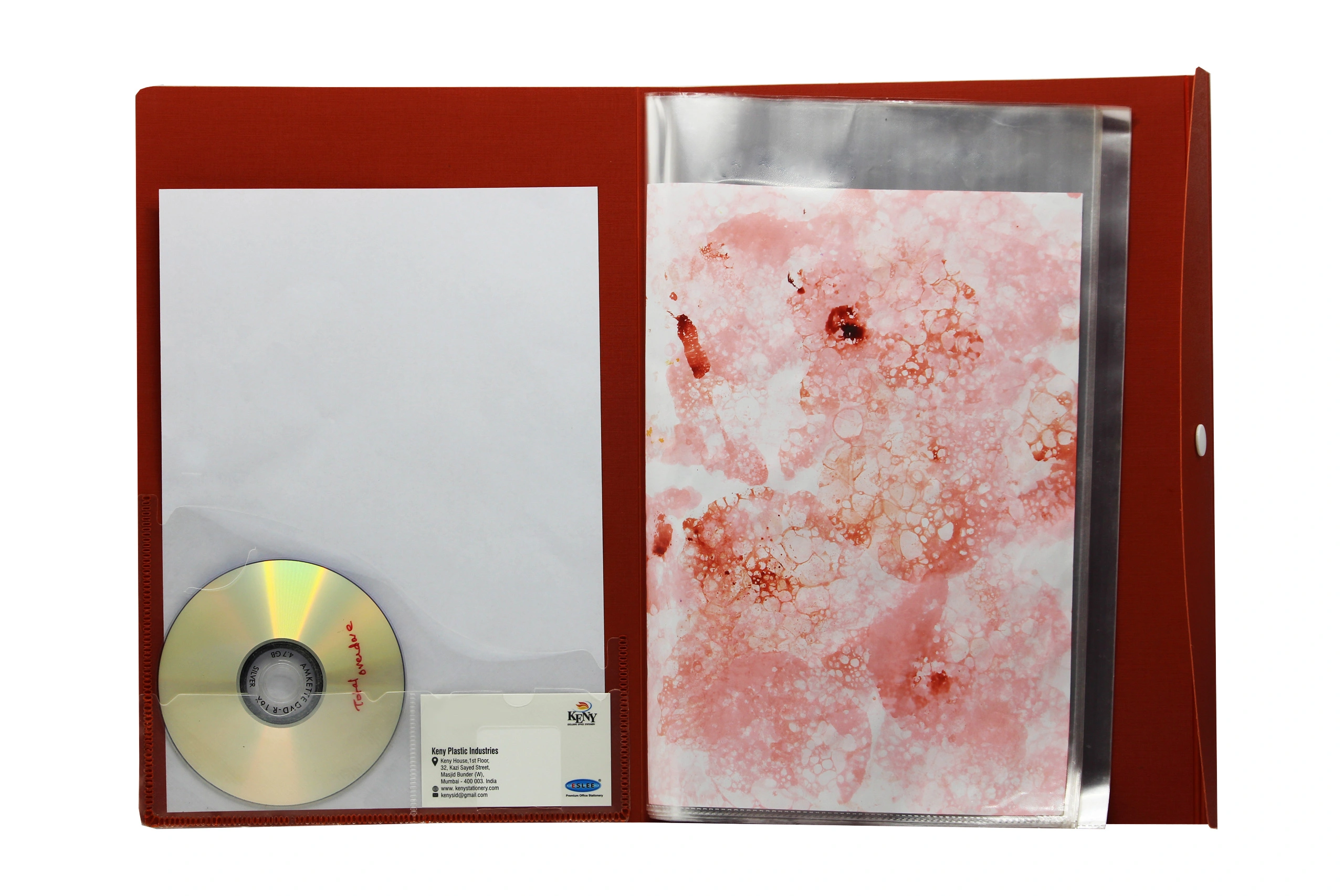 Keny Display File | Clear Leaves | Best for A4 Size | 20 Folders | Plastic Clip | Button Flap | (858A/20F)-Red-3