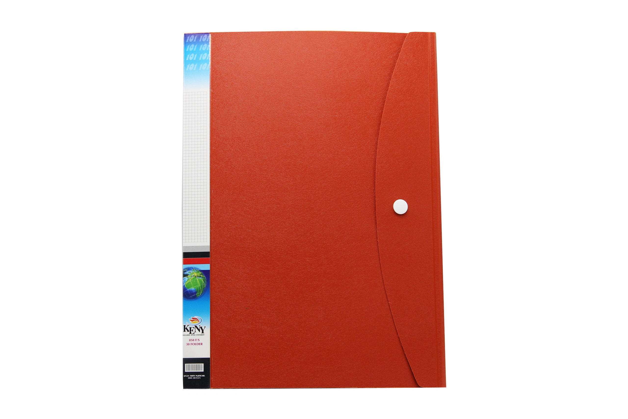 Keny Display File | Clear Leaves | Best for FC/ FS / Foolscap / Legal Size | 40 Folders | Plastic Clip | Button Flap | (858F/40F)-858F40FRED