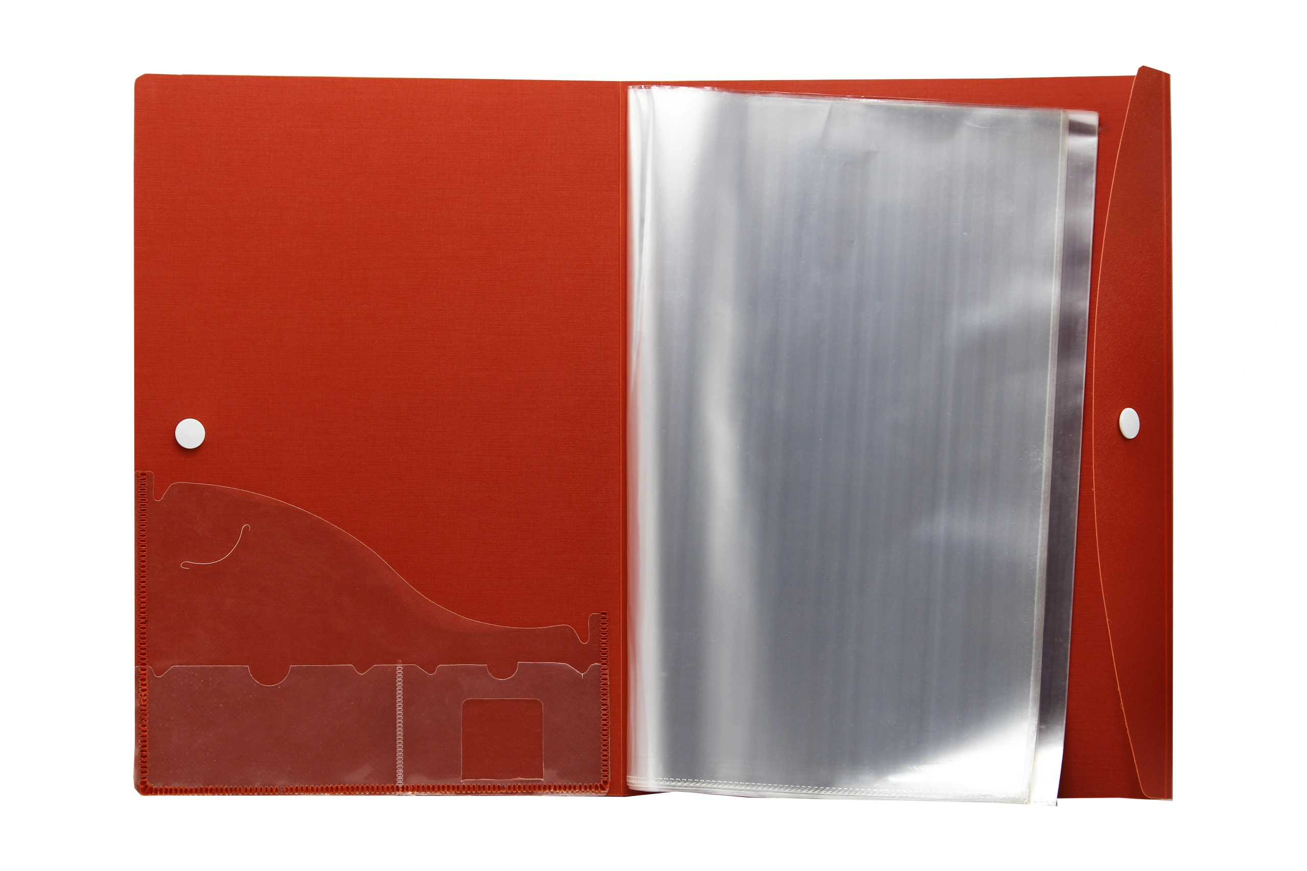 Keny Stationery Multi-utility Clear Leaf Display File | 30 Leaves or Folders | Best for FC Size Paper | Clear Book with Button Flap for Documents, Projects and Certificates | (858FC30F)-RED-FC-30  Folders-1