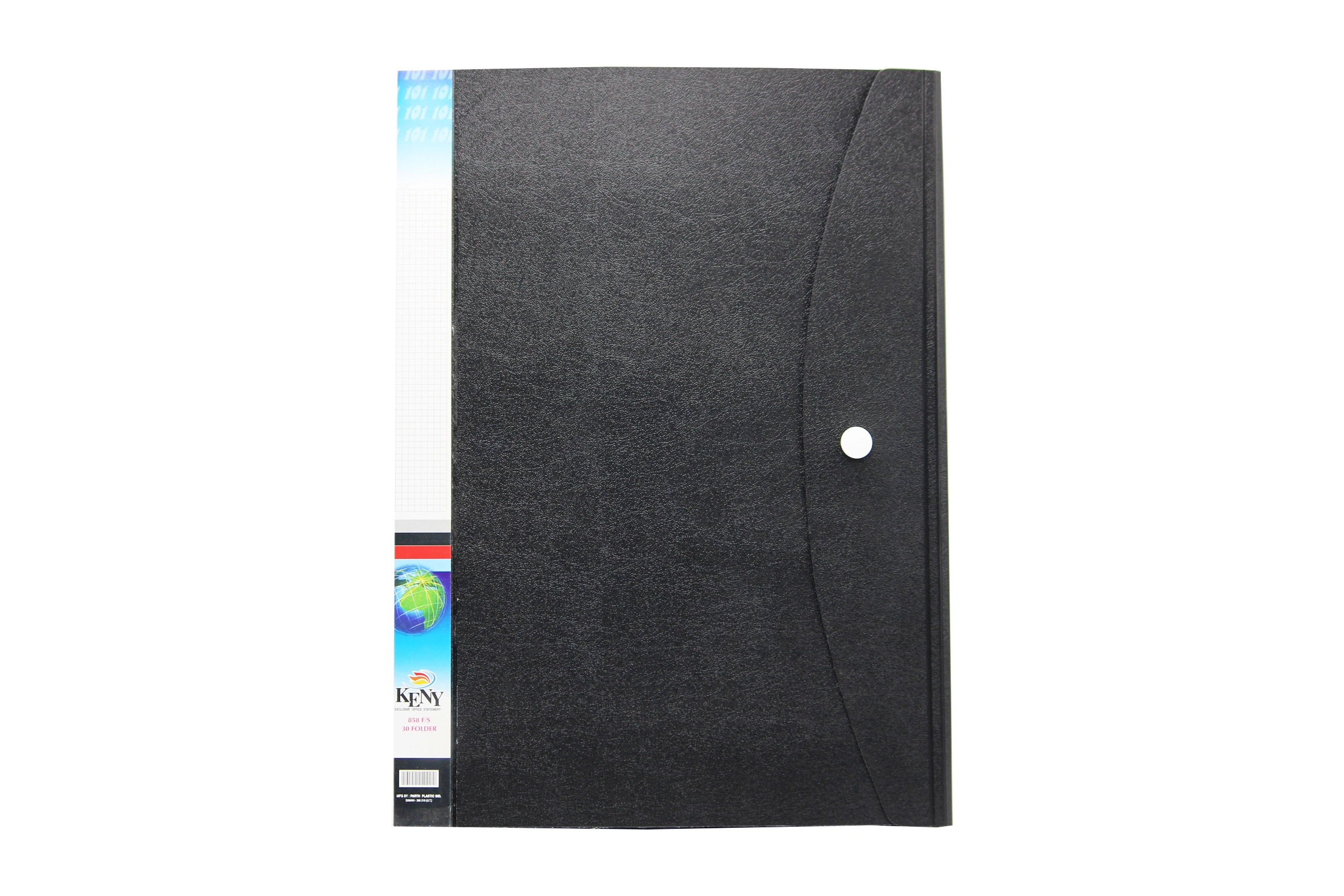 Keny Display File | Clear Leaves | Best for FC/ FS / Foolscap / Legal Size | 20 Folders | Plastic Clip | Button Flap | (858F/20F)-858F20FBLACK