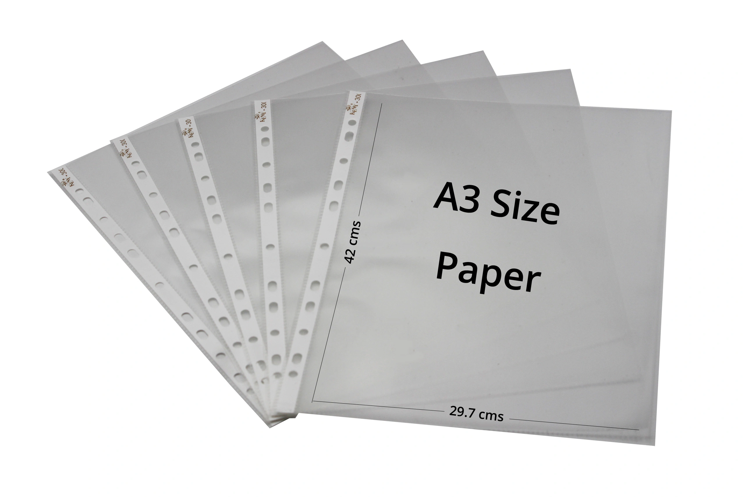 Keny Stationery Transparent Sheet Protectors | Pack of 50 | A3 Size Leaf | Clear Top Loading 11 Hole Water Proof Document Sleeves | Thick 150 Microns (810 SPA3 150)-TRANSPARENT-A3-7