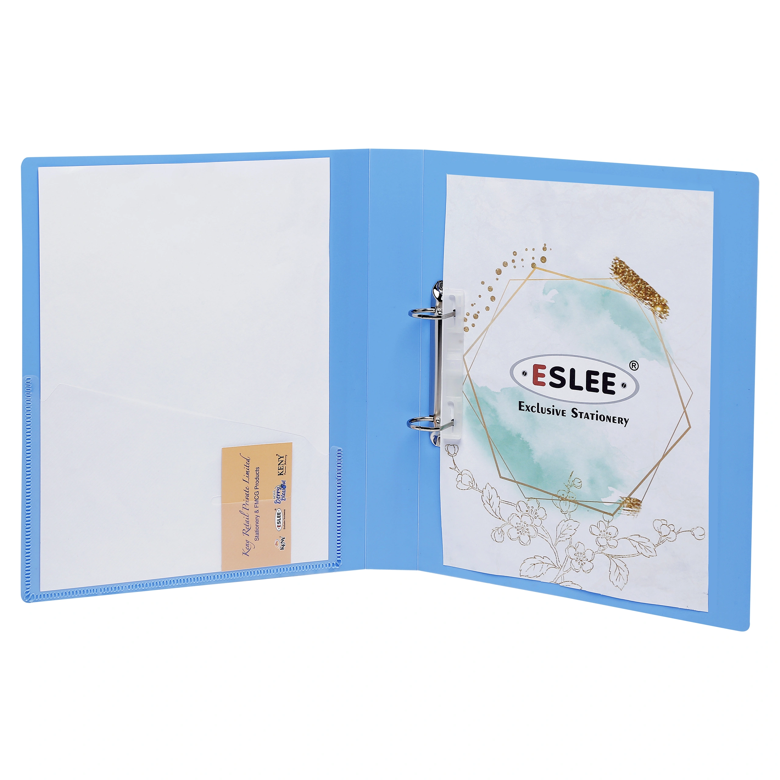 Eslee Ring Binder | Best for A4 Size Paper | 2D Shaped 16mm Rings | D Shaped Ring Clip |(EO51A42D16)-LightBlue-A4-2D Shaped With 16mm Rings-5