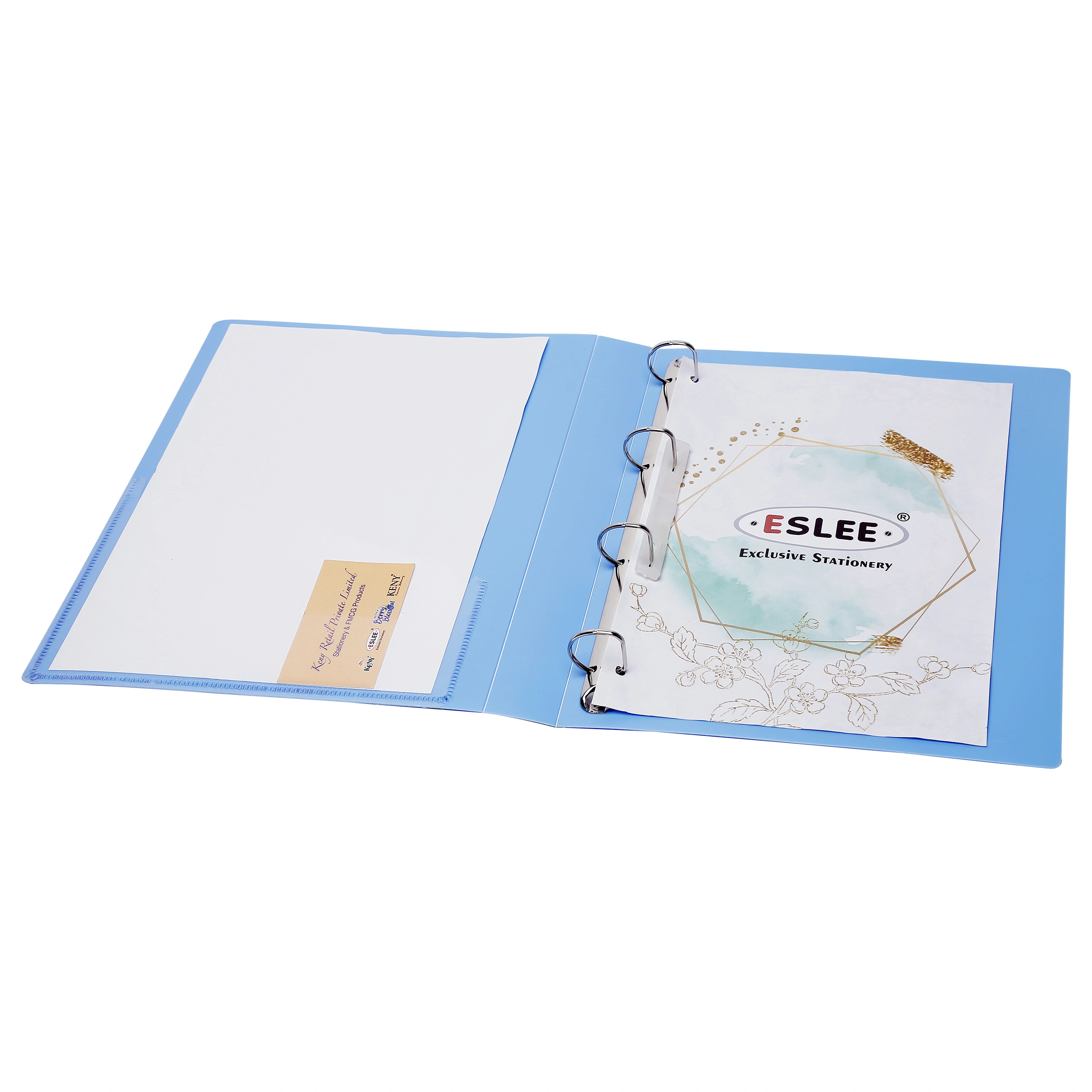 Eslee Ring Binder | Best for A4 Size Paper | 4D Shaped 16mm Rings | D Shaped Ring Clip | (EO51A44D16)-LightBlue-A4-4D Shaped With 16mm Rings-5