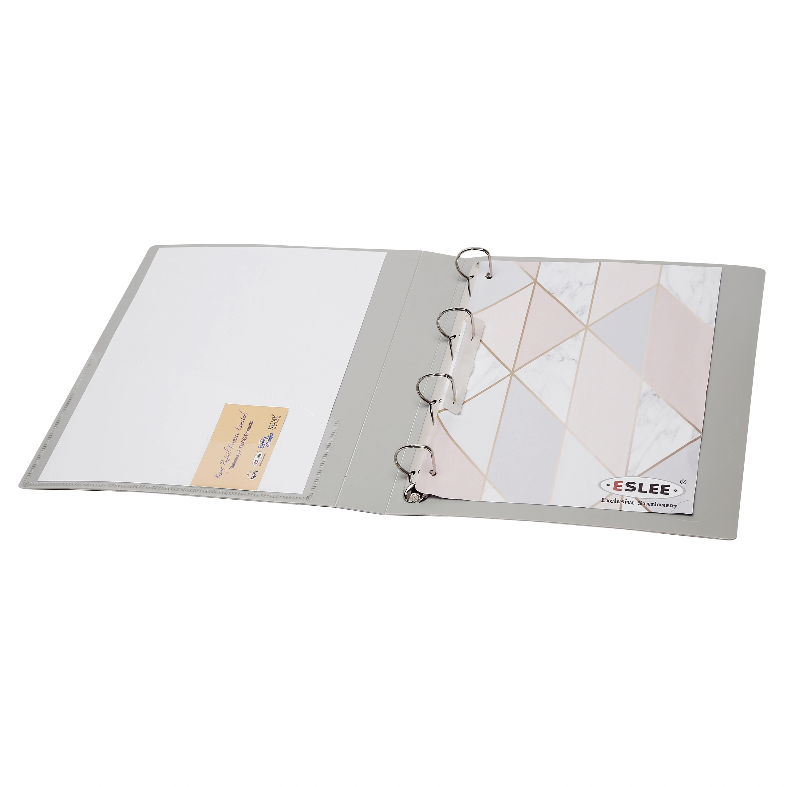 Eslee Ring Binder | Best for A4 Size Paper | 4D Shaped 16mm Rings | D Shaped Ring Clip | (EO51A44D16)-Grey-A4-4D Shaped With 16mm Rings-5