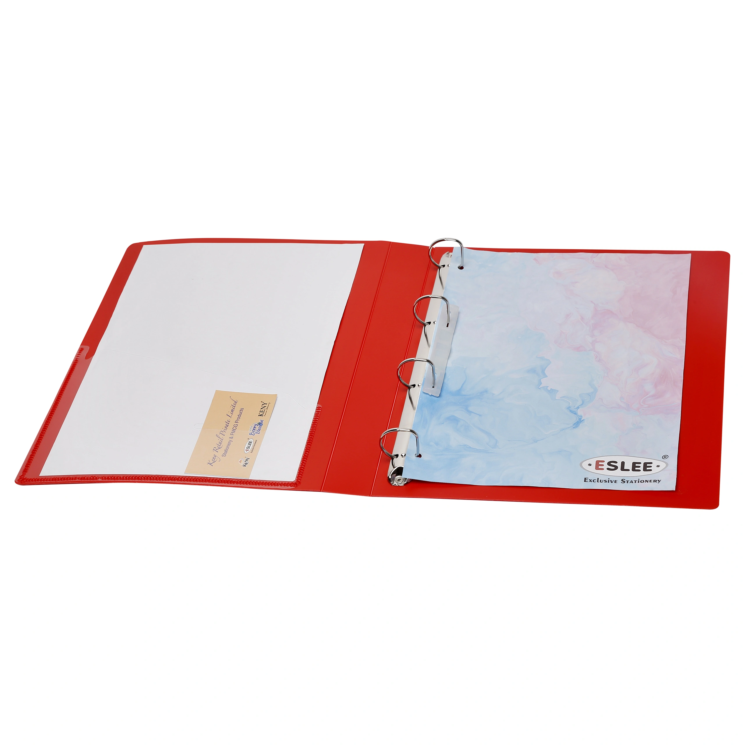 Eslee Ring Binder | Best for A4 Size Paper | 4D Shaped 16mm Rings | D Shaped Ring Clip | (EO51A44D16)-Red-A4-4D Shaped With 16mm Rings-5