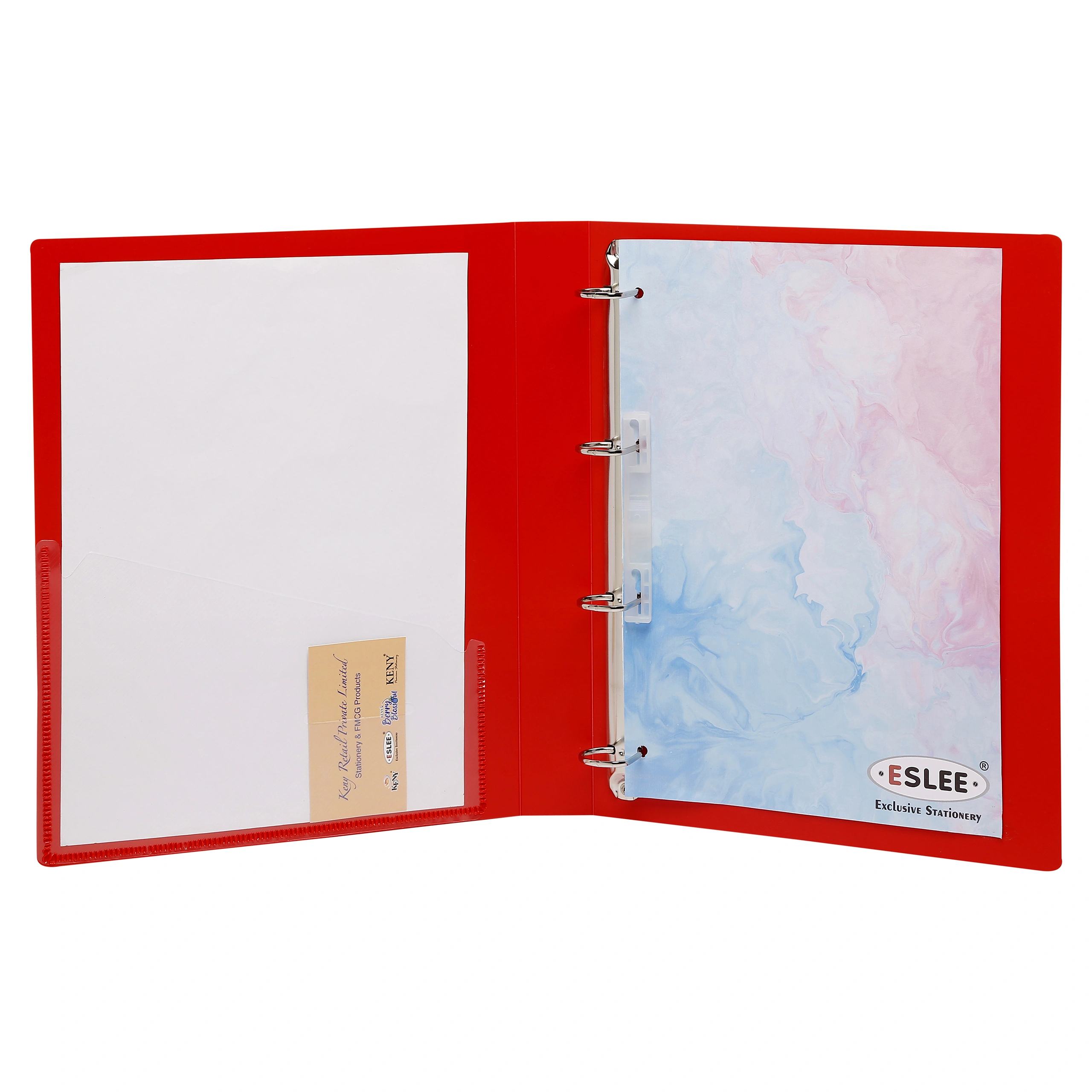 Eslee Ring Binder | Best for A4 Size Paper | 4D Shaped 16mm Rings | D Shaped Ring Clip | (EO51A44D16)-Red-A4-4D Shaped With 16mm Rings-4