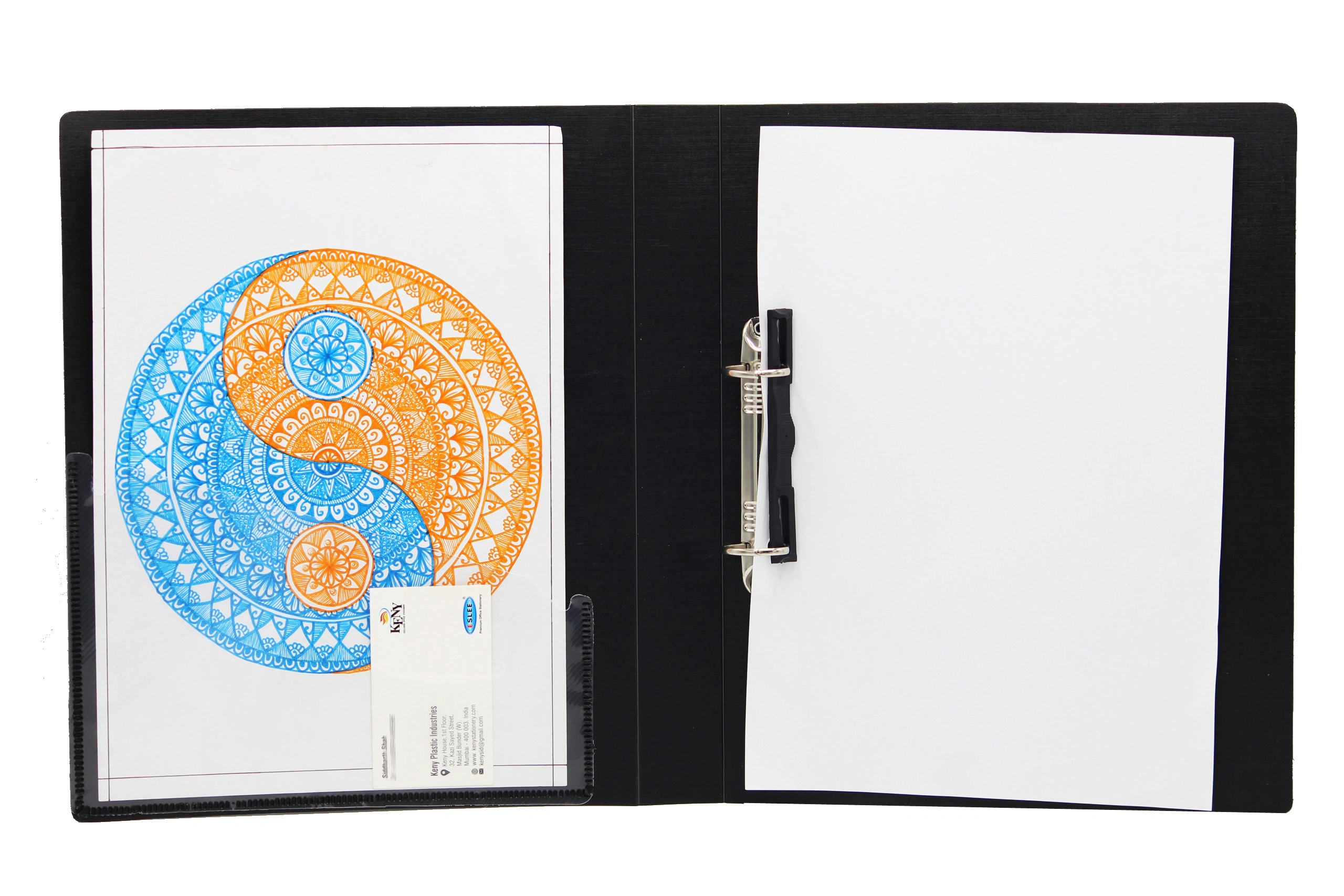 Keny Ring Binder | Best for A4 Size Papers | 2D Shaped 25mm Rings | D Ring Clip | (894A-2D)-BLACK-A4-2D Shaped With 25mm Rings-2