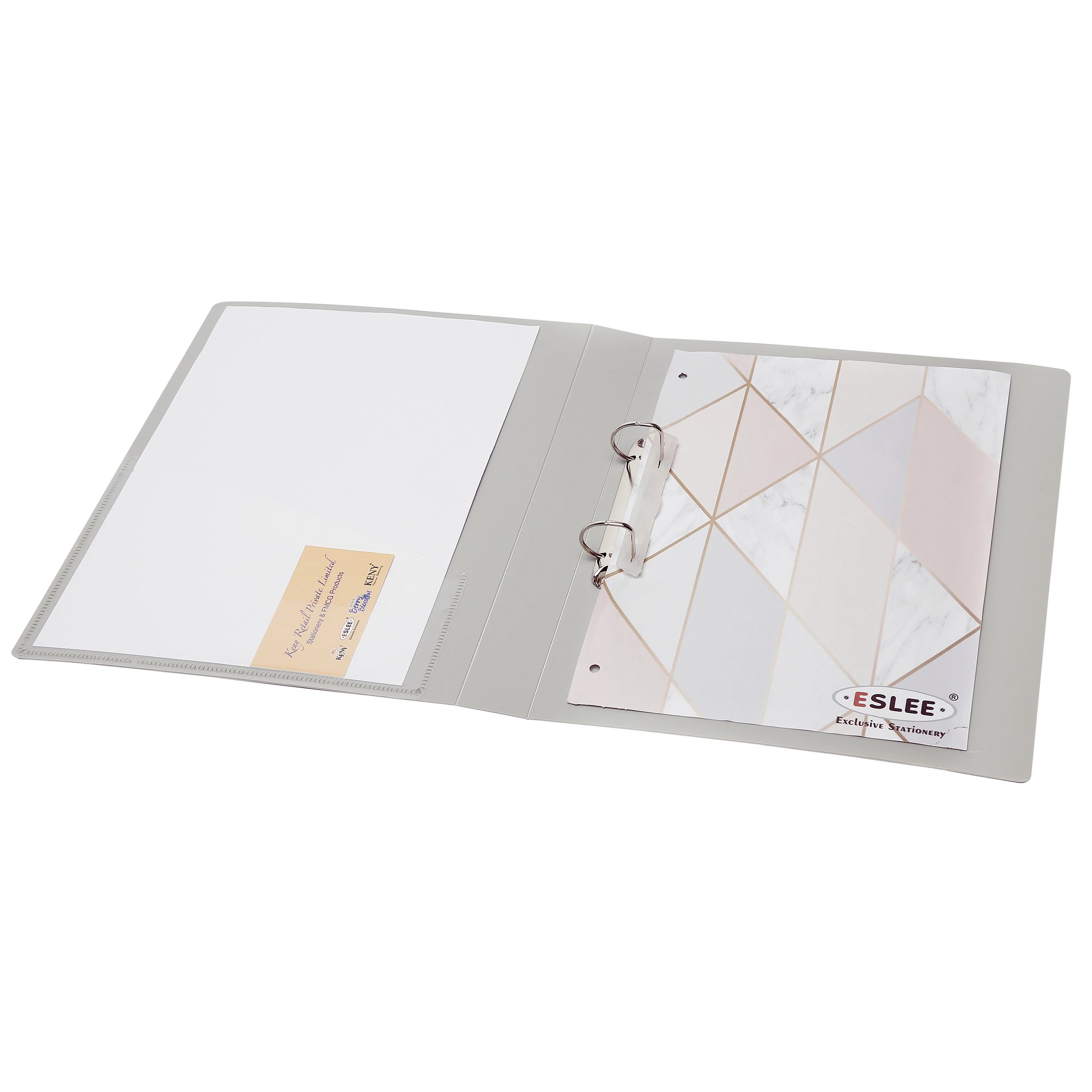 Eslee Ring Binder | Best for A4 Size Paper | 2D Shaped 25mm Rings | D Shaped Ring Clip |(EO54A42D25)-Grey-A4-2D Shaped With 25mm Rings-1