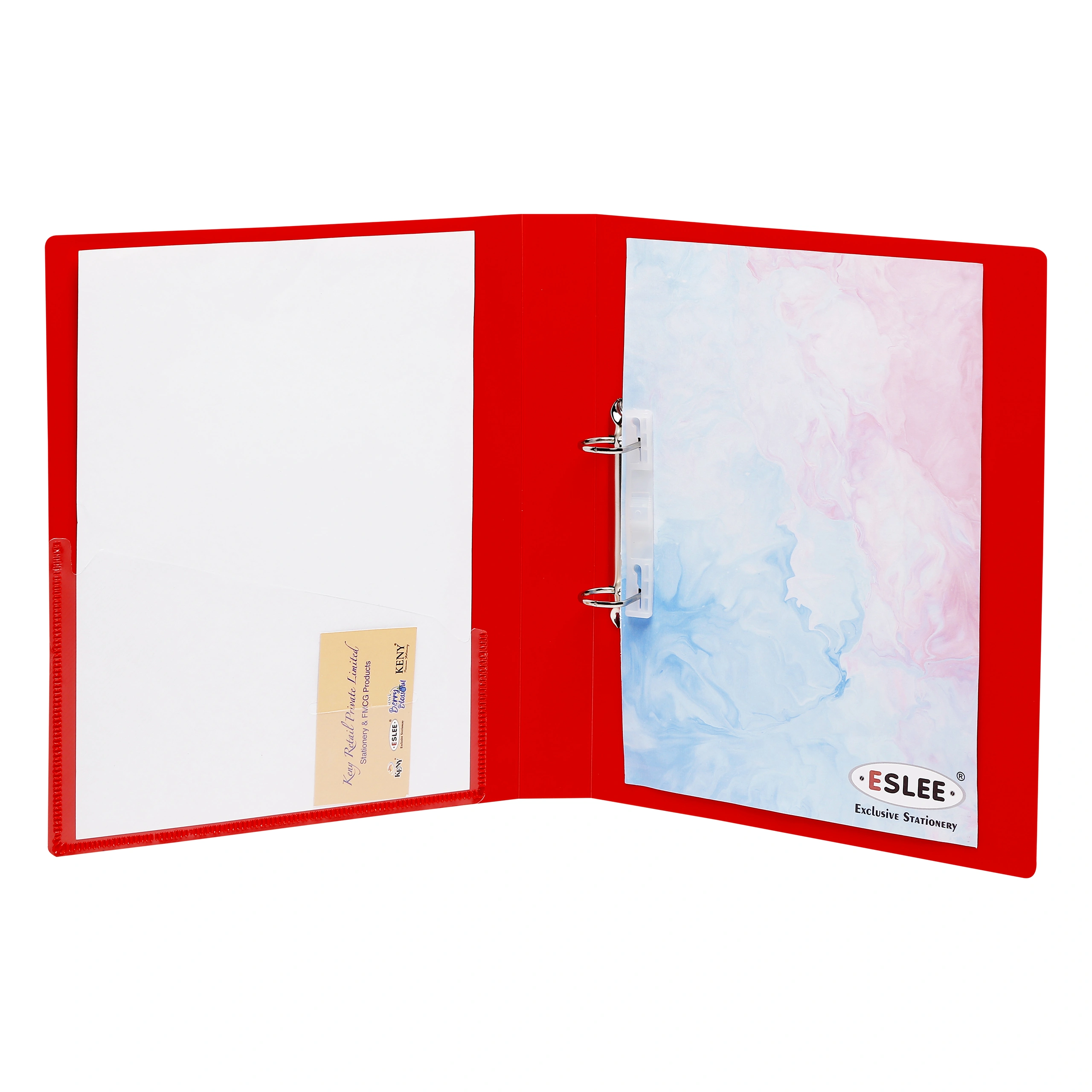 Eslee Ring Binder | Best for FC Size Paper | 2D Shaped 25mm Rings | D Shaped Ring Clip | (EO54FC2D25)-Red-FC-2D Shaped With 25mm Rings-5