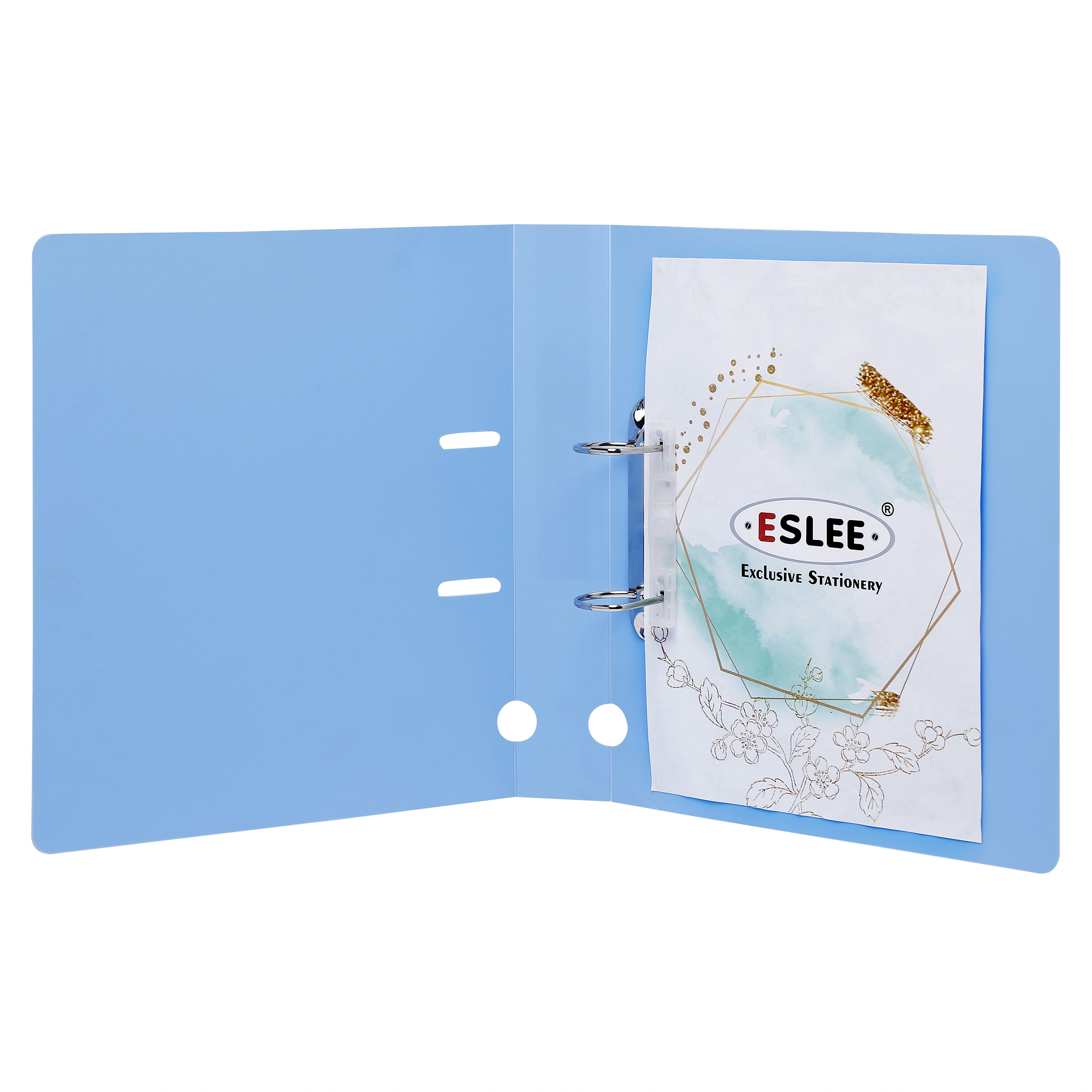 Eslee Ring Binder | Best for A4 Size Paper | 2D Shaped 40mm Rings | D Shaped Ring Clip | (EO55A42D40)-LightBlue-A4-2D Shaped With 40mm Rings-5