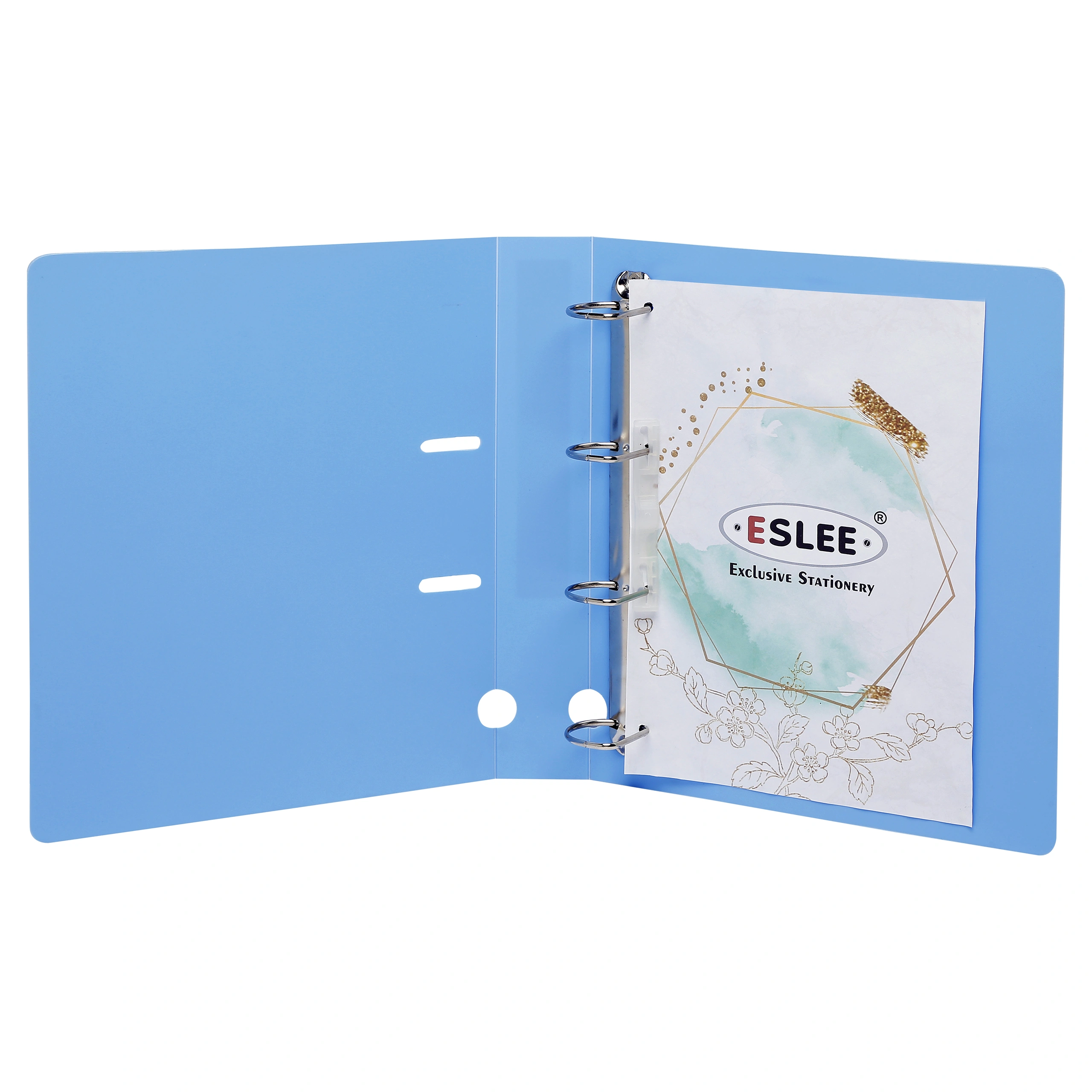 Eslee Ring Binder | Best for A4 Size Paper | 4D Shaped 40mm Rings | D Shaped Ring Clip |(EO55A44D40)-LightBlue-A4-4D Shaped With 40mm Rings-4