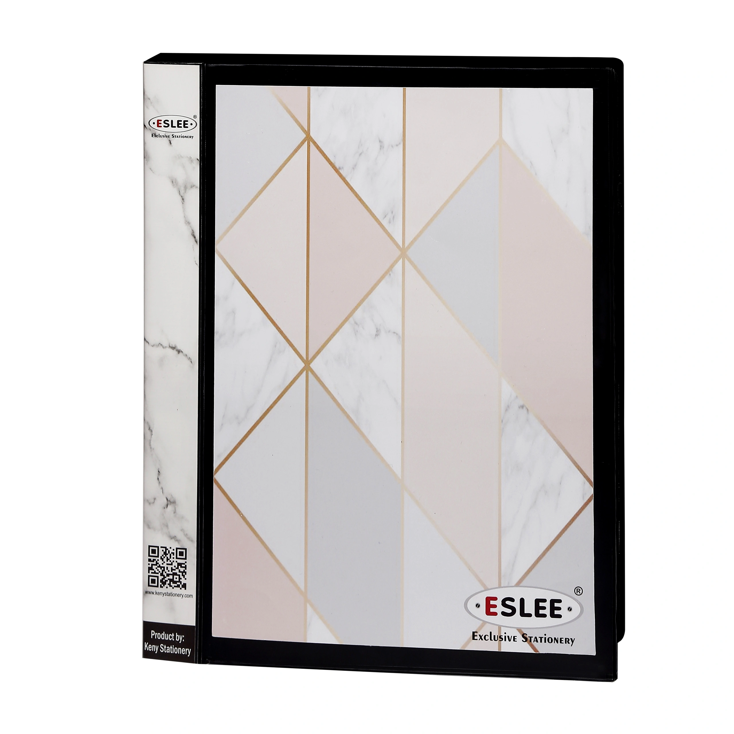 Eslee Ring Binder | Best for FC Size Paper | 2D Shaped 25mm Rings | Front Pocket File | D Shaped Ring Clip | (EO64FC2D25 )-Black-2D Shaped with 25mm Rings-FC-5