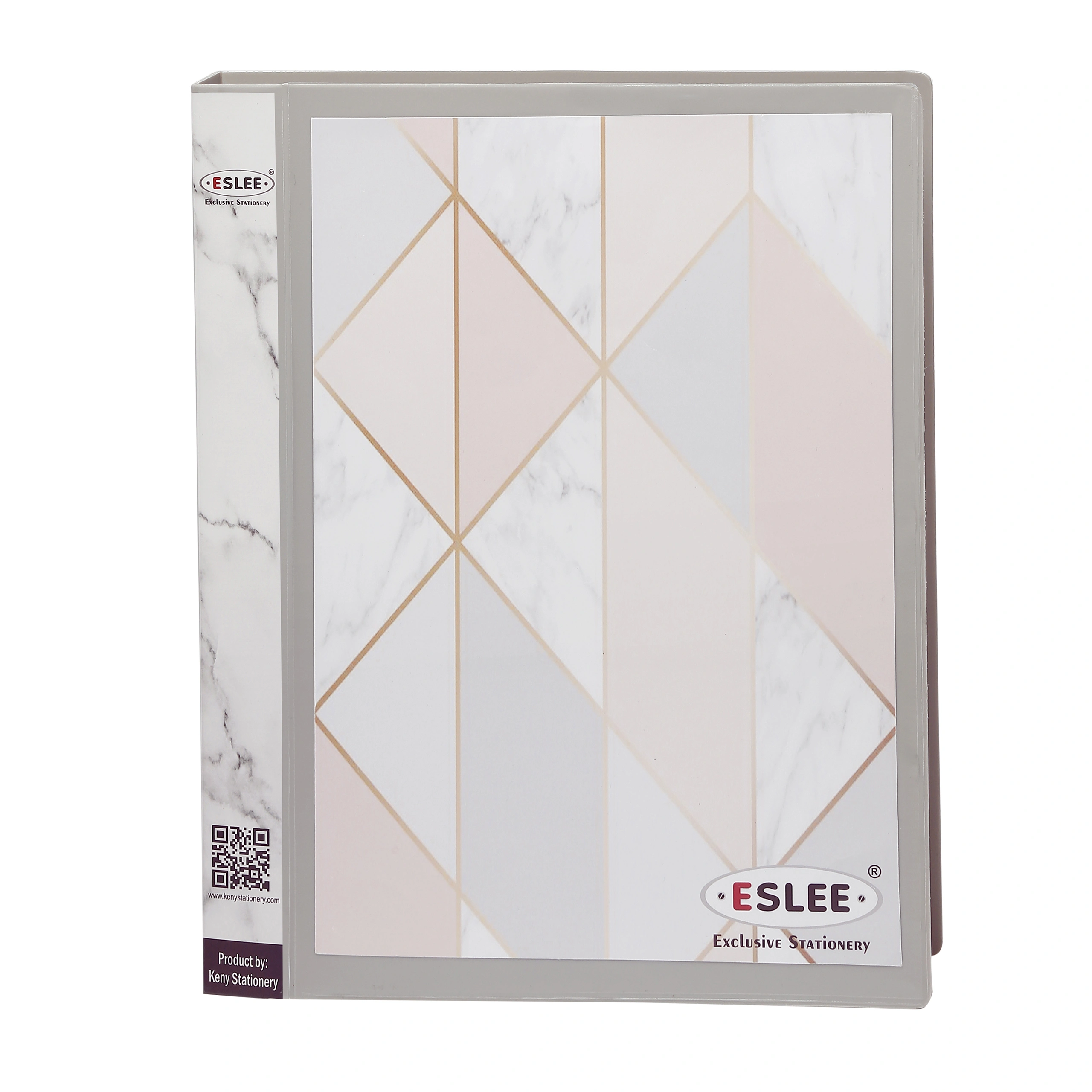 Eslee Ring Binder | Best for FC Size Paper | 2D Shaped 25mm Rings | Front Pocket File | D Shaped Ring Clip | (EO64FC2D25 )-Grey-2D Shaped with 25mm Rings-FC-5