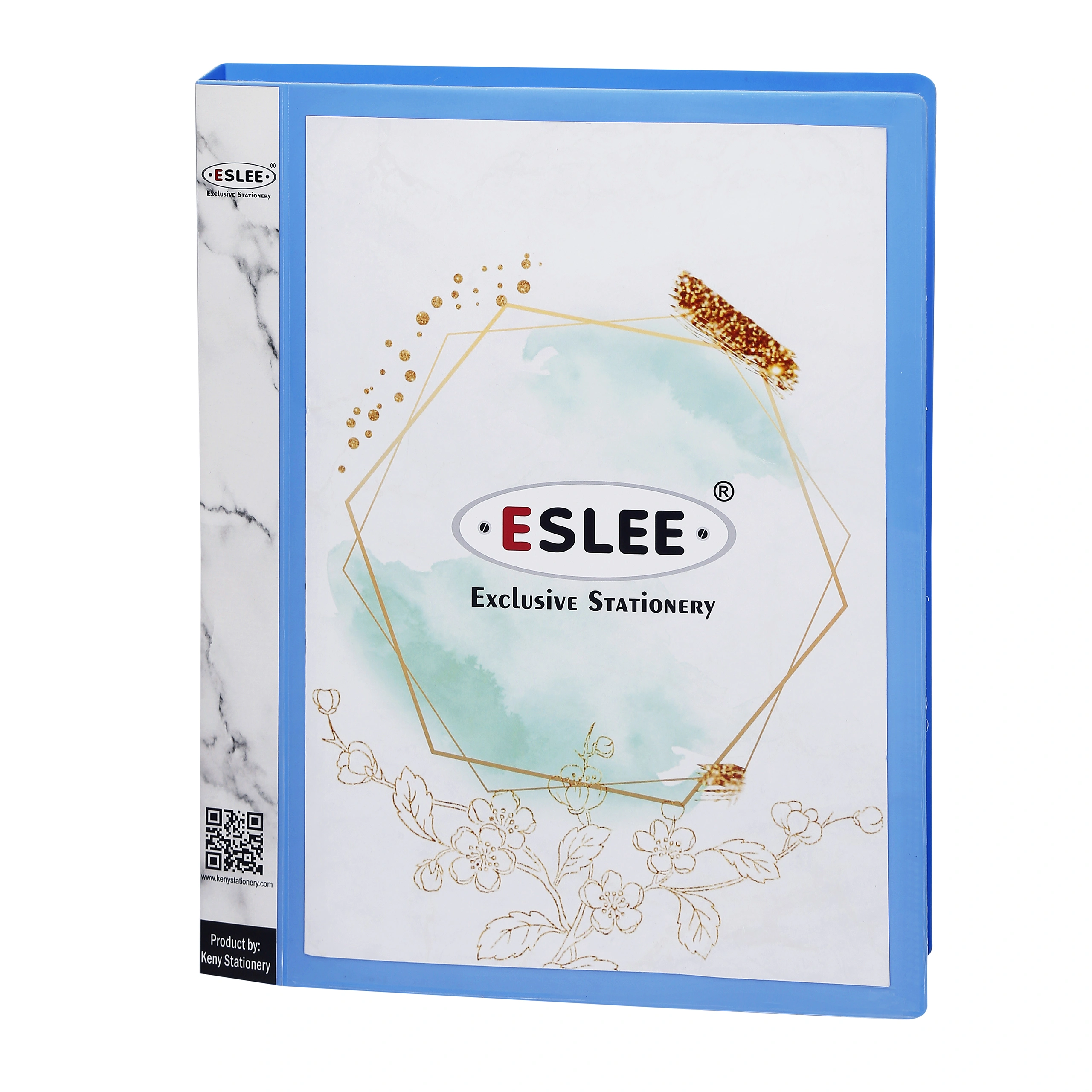 Eslee Ring Binder | Best for FC Size Paper | 2D Shaped 25mm Rings | Front Pocket File | D Shaped Ring Clip | (EO64FC2D25 )-2D Shaped with 25mm Rings-FC-LightBlue-5