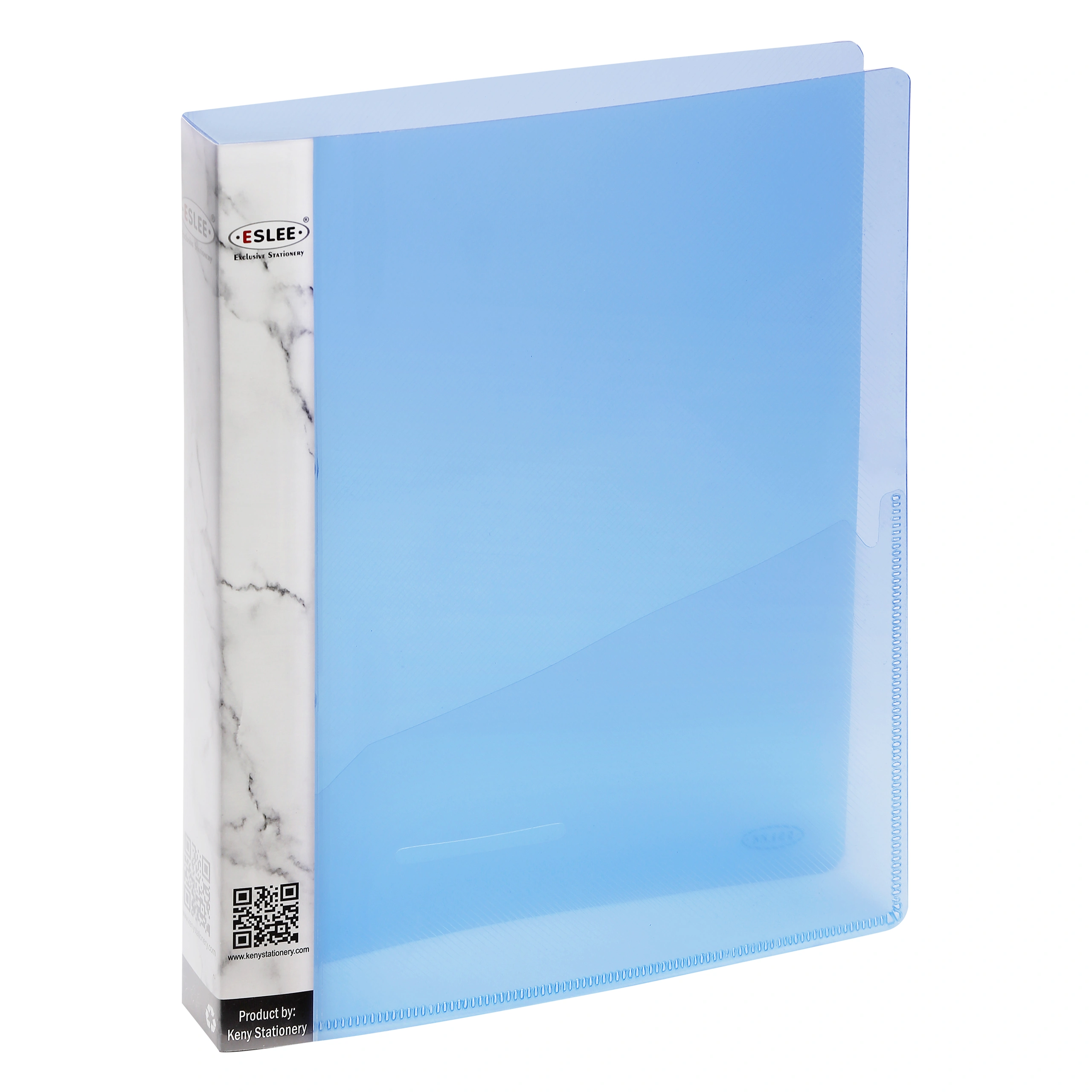 Eslee Ring Binder | Best for FC / FS / Foolscap / Legal Size Paper | Crossline Transparent Texture | 4D Shaped 25mm Rings | D Shaped Ring Clip | (EC53FC4D25)-Blue-FC-4D Shaped 25mm Rings-1