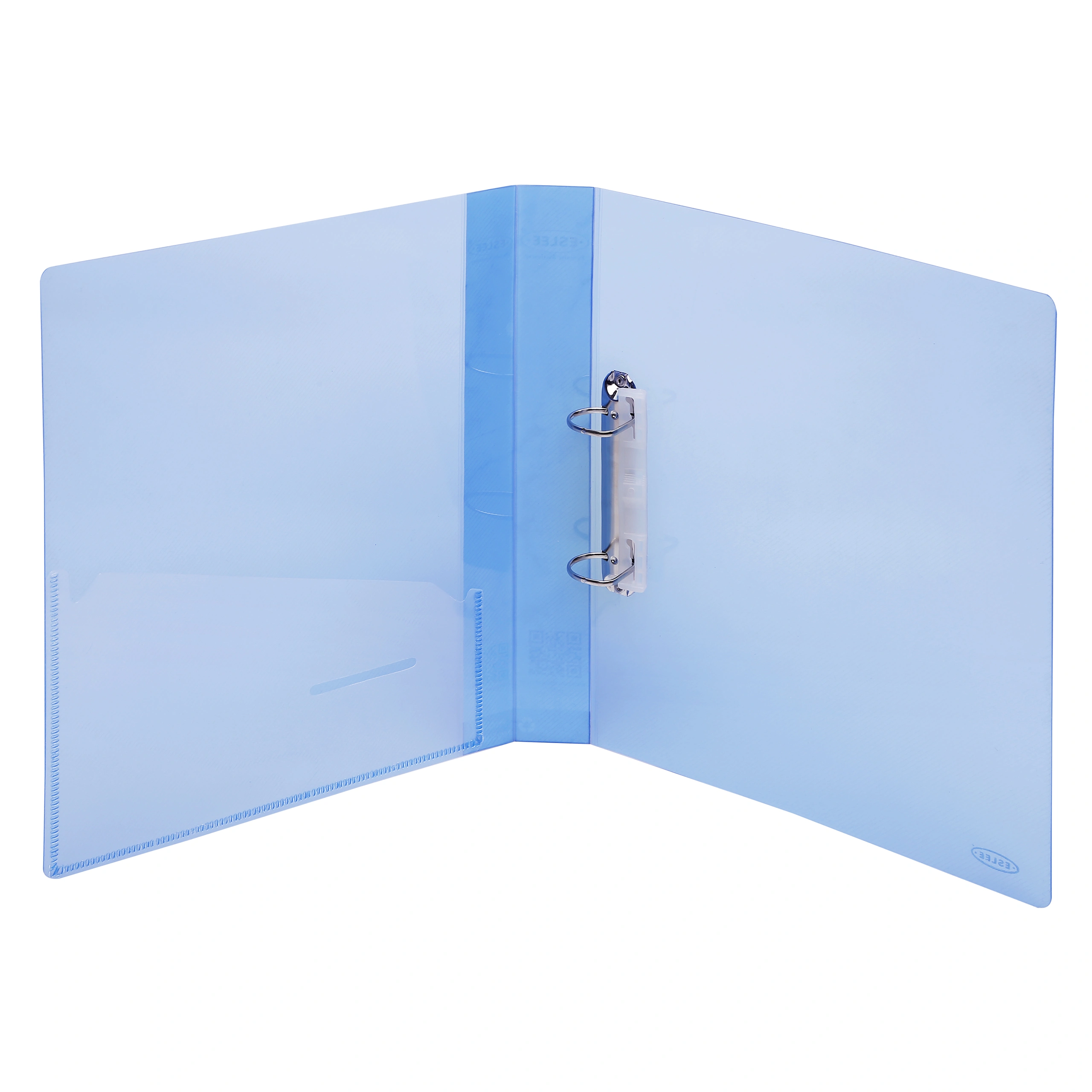 Eslee Ring Binder | Best for FC/ FS / Foolscap / Legal Size Paper | Crossline Transparent Texture | 2D Shaped 25mm Rings | D Shaped Ring Clip | (EC53FC2D25)-Blue-FC-2D Shaped with 25mm Rings-5