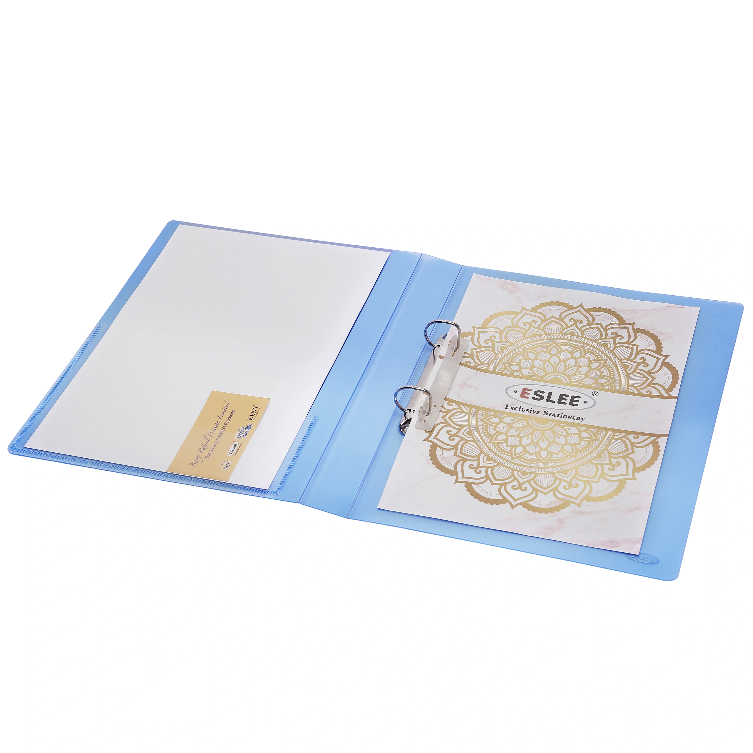 Eslee Ring Binder | Best for A4 Size Paper | Crossline Transparent Texture | 2D Shaped 25mm Rings | D Shaped Ring Clip | (EC53A42D25 )-Blue-A4-2D Shaped  with 25mm Rings-5