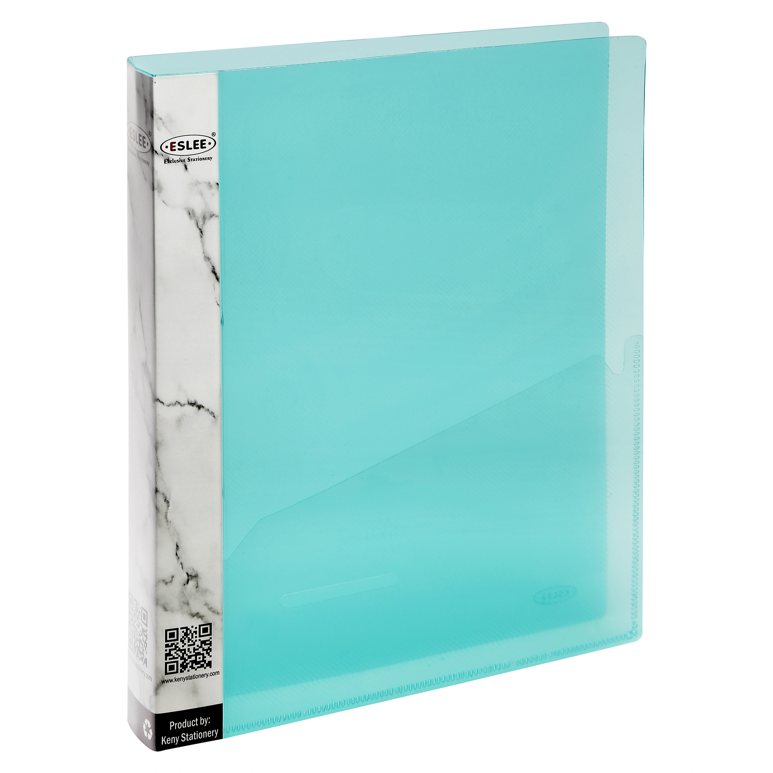 Eslee Ring Binder | Best for A4 Size Paper | Crossline Transparent Texture | 4D Shaped 25mm Rings | D Shaped Ring Clip | (EC53A44D25)-Green-A4-4D Shaped with 25mm Rings-1