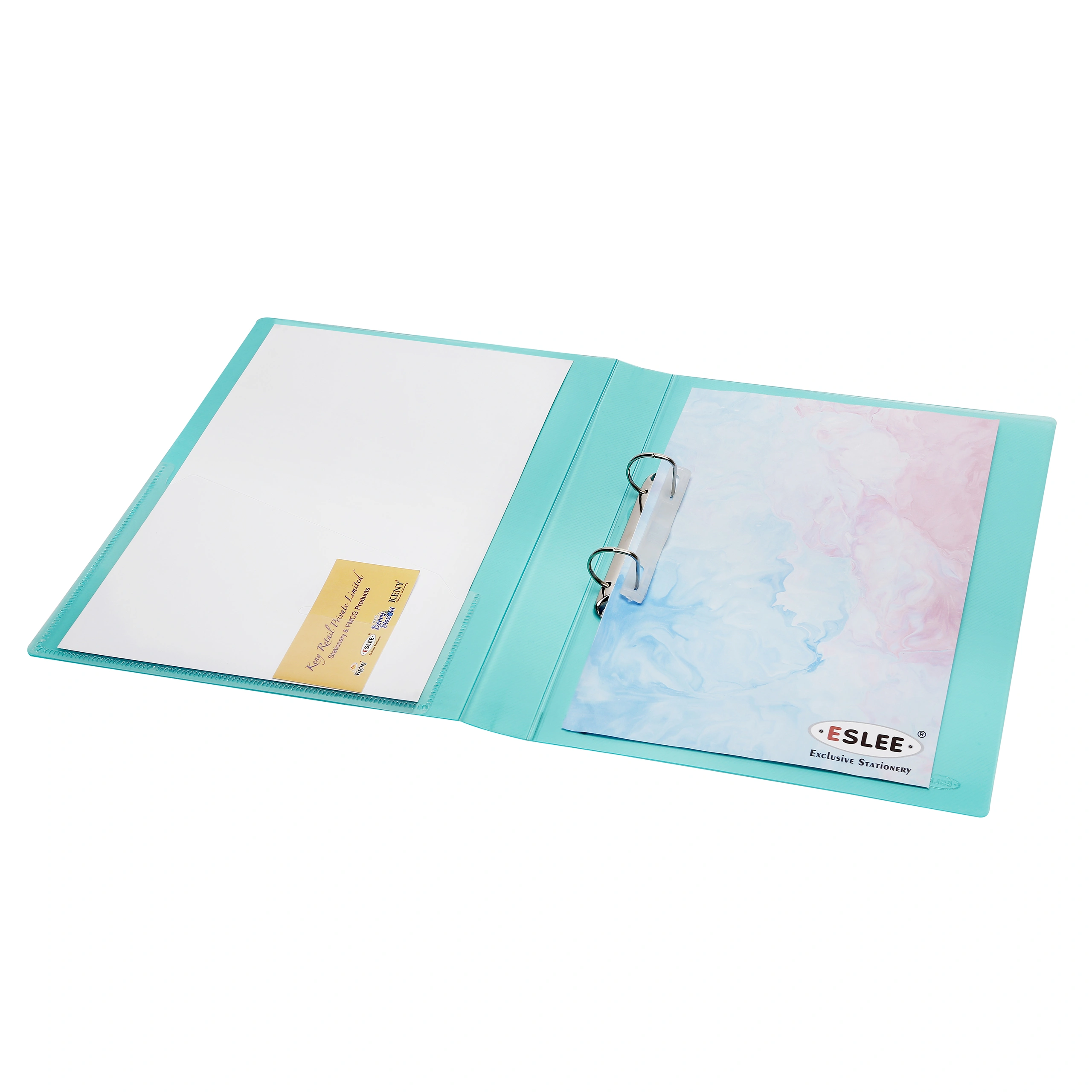 Eslee Ring Binder | Best for A4 Size Paper | Crossline Transparent Texture | 2D Shaped 25mm Rings | D Shaped Ring Clip | (EC53A42D25 )-Green-A4-2D Shaped  with 25mm Rings-5