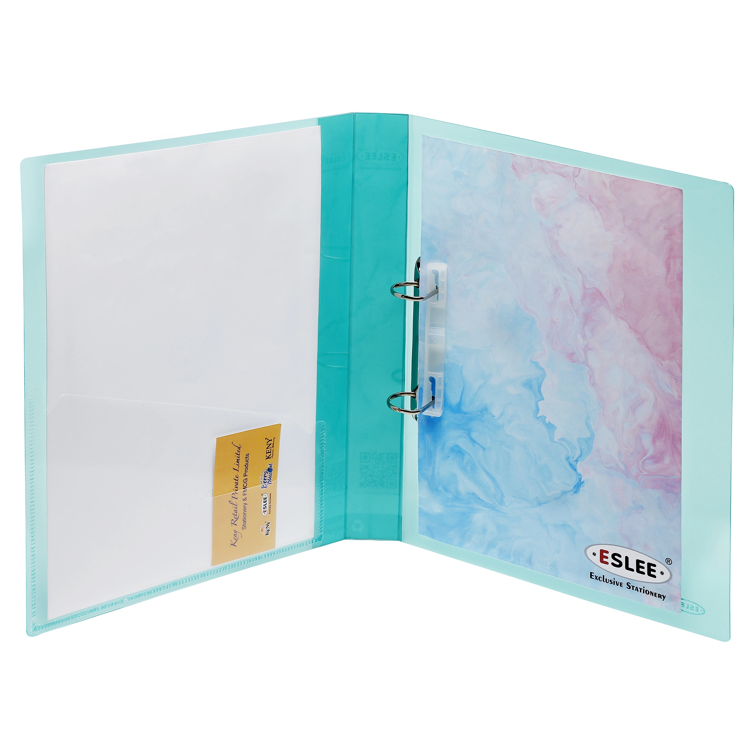 Eslee Ring Binder | Best for A4 Size Paper | Crossline Transparent Texture | 2D Shaped 25mm Rings | D Shaped Ring Clip | (EC53A42D25 )-Green-A4-2D Shaped  with 25mm Rings-4