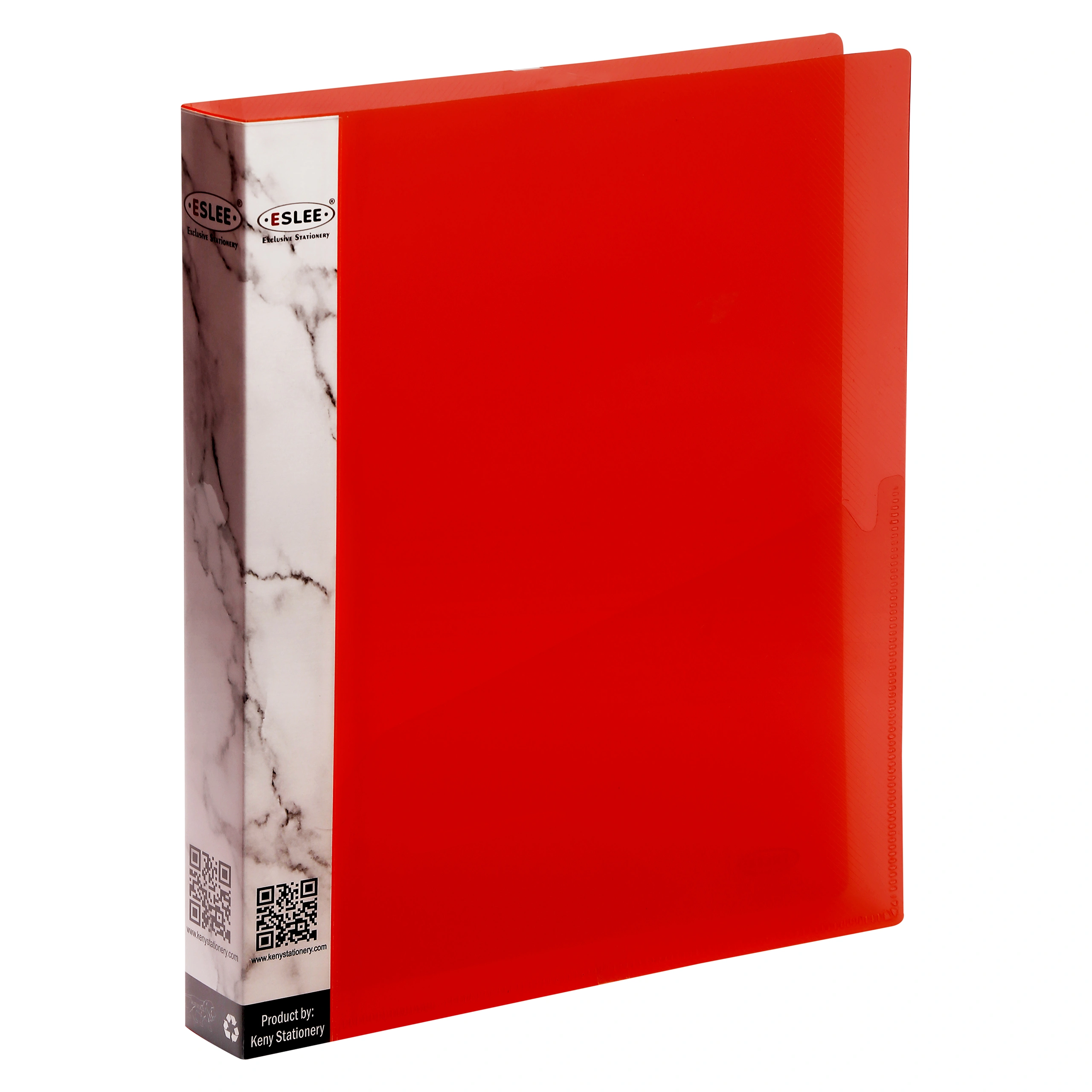 Eslee Ring Binder | Best for FC / FS / Foolscap / Legal Size Paper | Crossline Transparent Texture | 4D Shaped 25mm Rings | D Shaped Ring Clip | (EC53FC4D25)-Red-FC-4D Shaped 25mm Rings-1