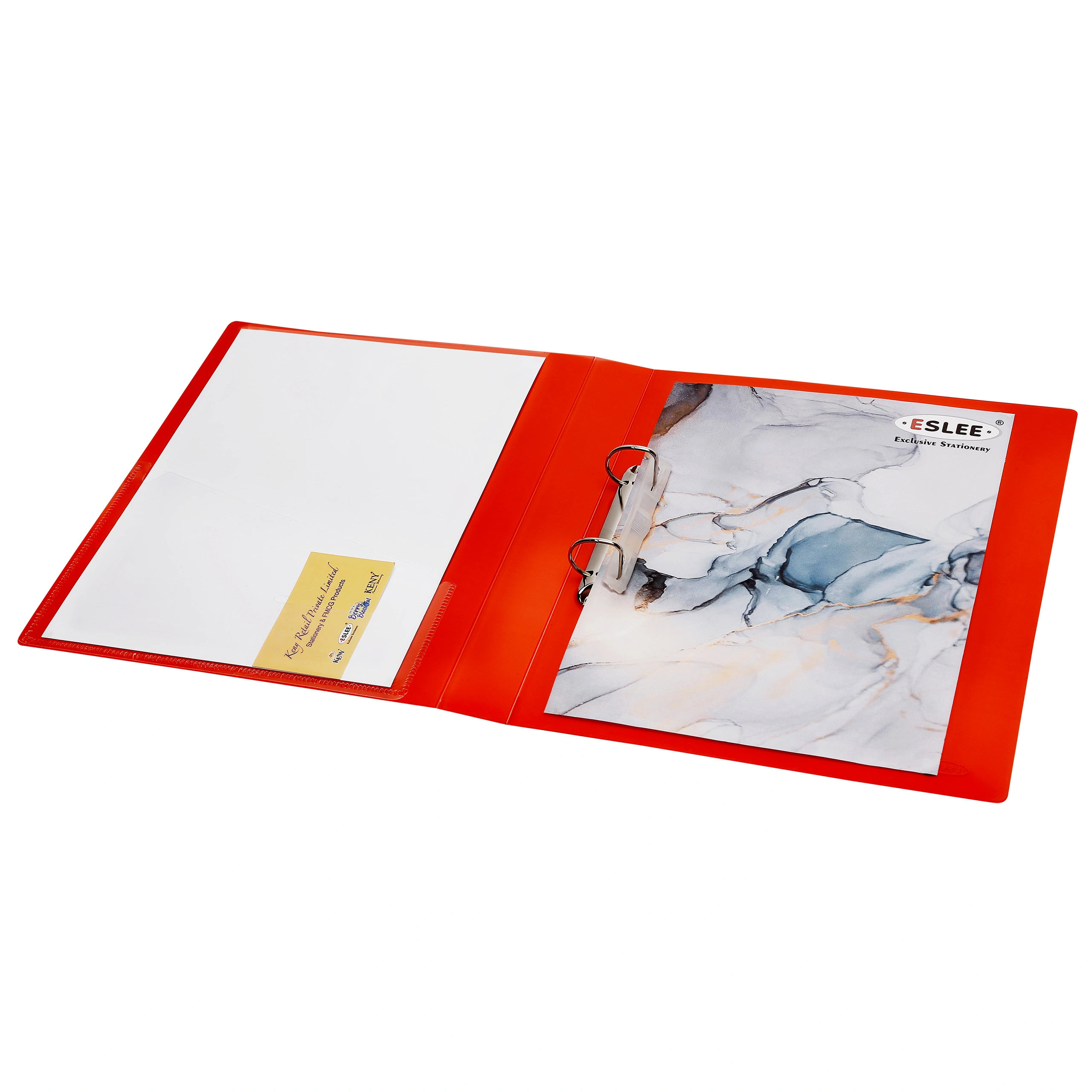 Eslee Ring Binder | Best for FC/ FS / Foolscap / Legal Size Paper | Crossline Transparent Texture | 2D Shaped 25mm Rings | D Shaped Ring Clip | (EC53FC2D25)-Red-FC-2D Shaped with 25mm Rings-5