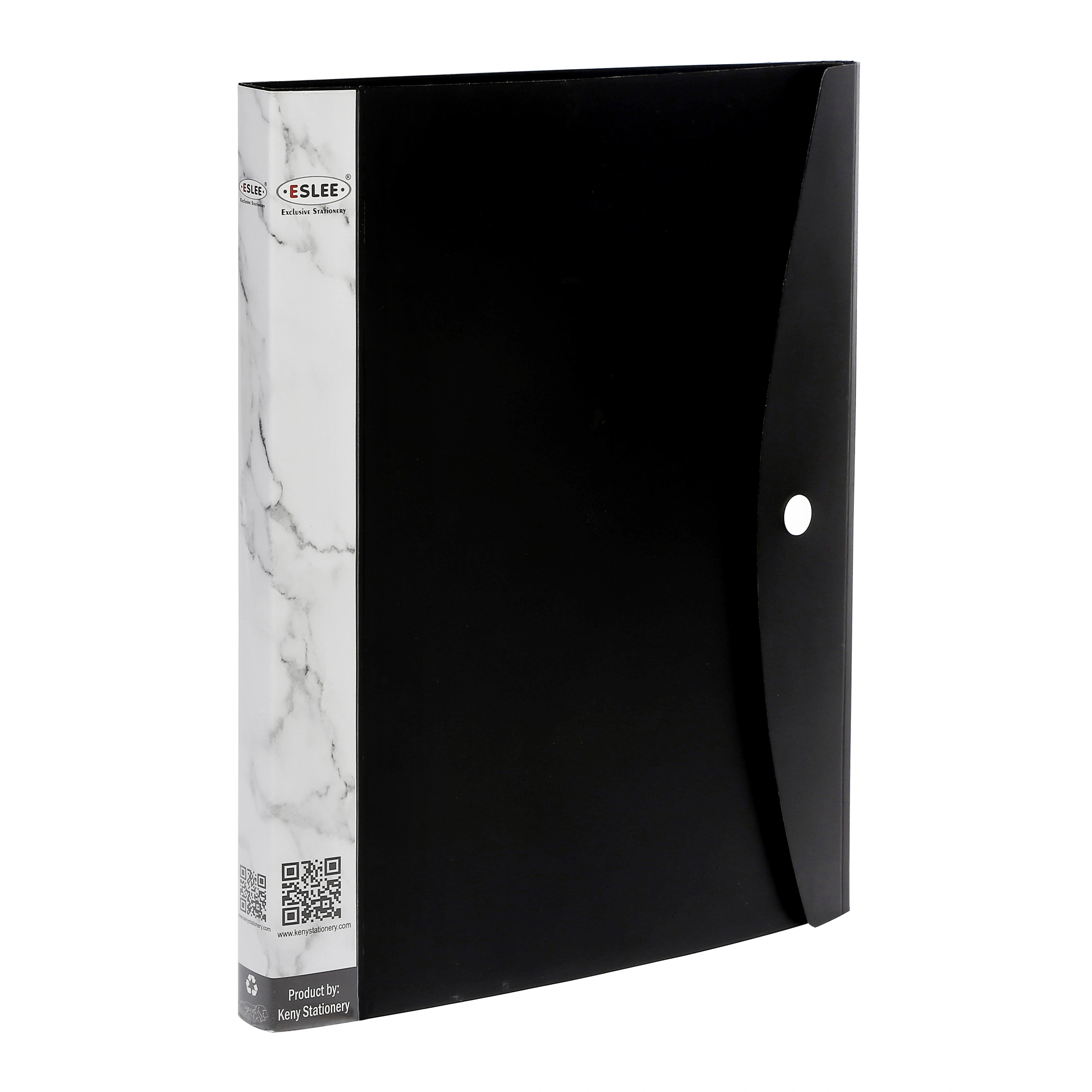 Eslee Display File | Leaves File | Best for FC / FS / Foolscap / Legal Size Paper | 30 Pockets Folder | with Button Flap | (EO112FC30)-EO112FC30Black