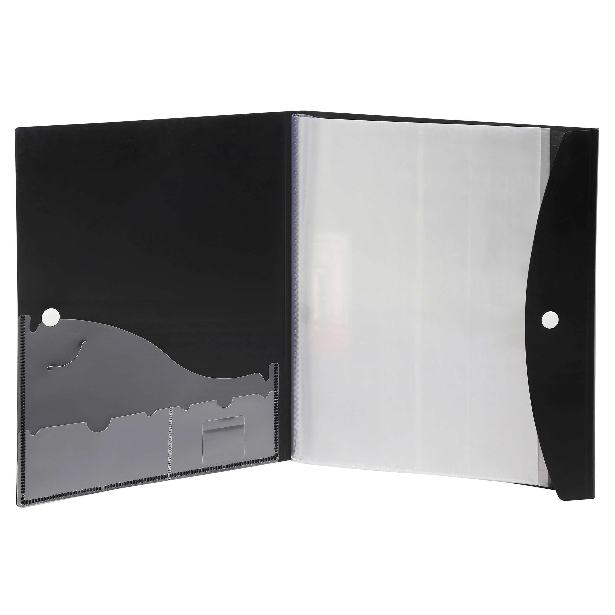 Eslee Display File | Leaves File | Best for FC / FS / Foolscap / Legal Size Paper | 40 Pockets Folder | with Button Flap |(EO112FC40)-Black-FC-40-1