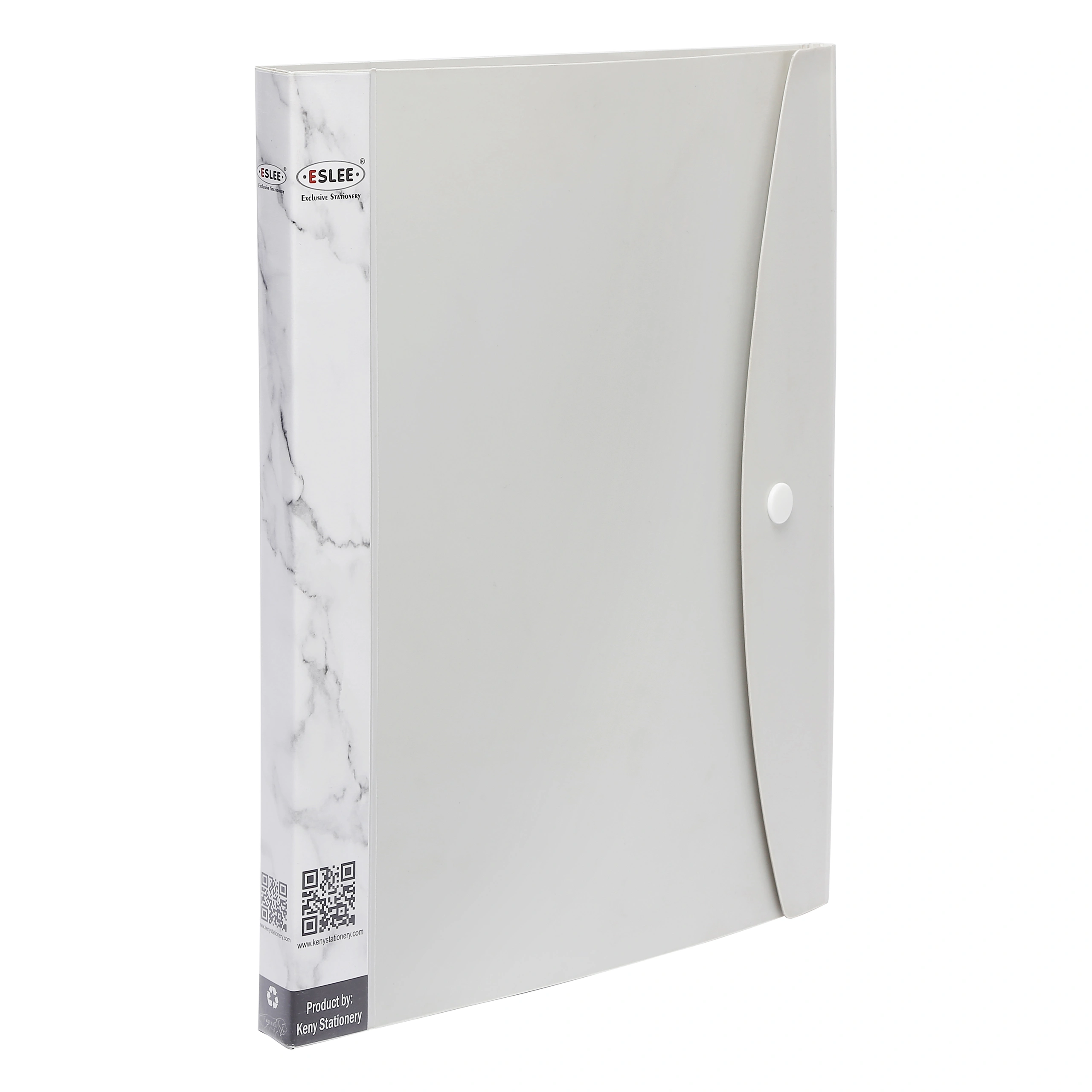 Eslee Display File | Leaves File | Best for FC / FS / Foolscap / Legal Size Paper | 30 Pockets Folder | with Button Flap | (EO112FC30)-EO112FC30Grey