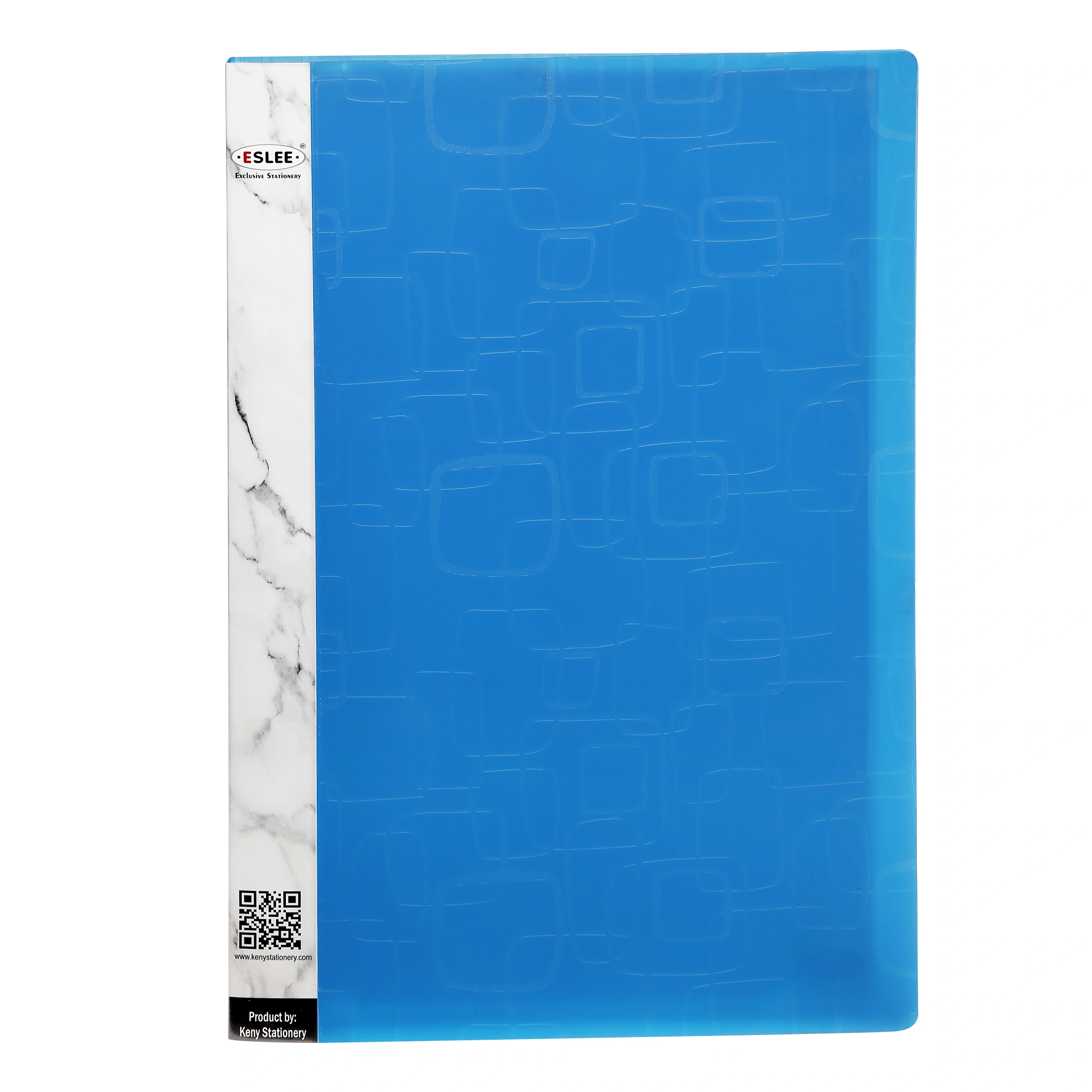 Eslee Display File | Leaves File | Best for FC / FS / Foolscap / Legal Size Paper | 20 Pockets Folder | with Square Cube Texture |(ESC101FC20)-ESC101FC20BLUE