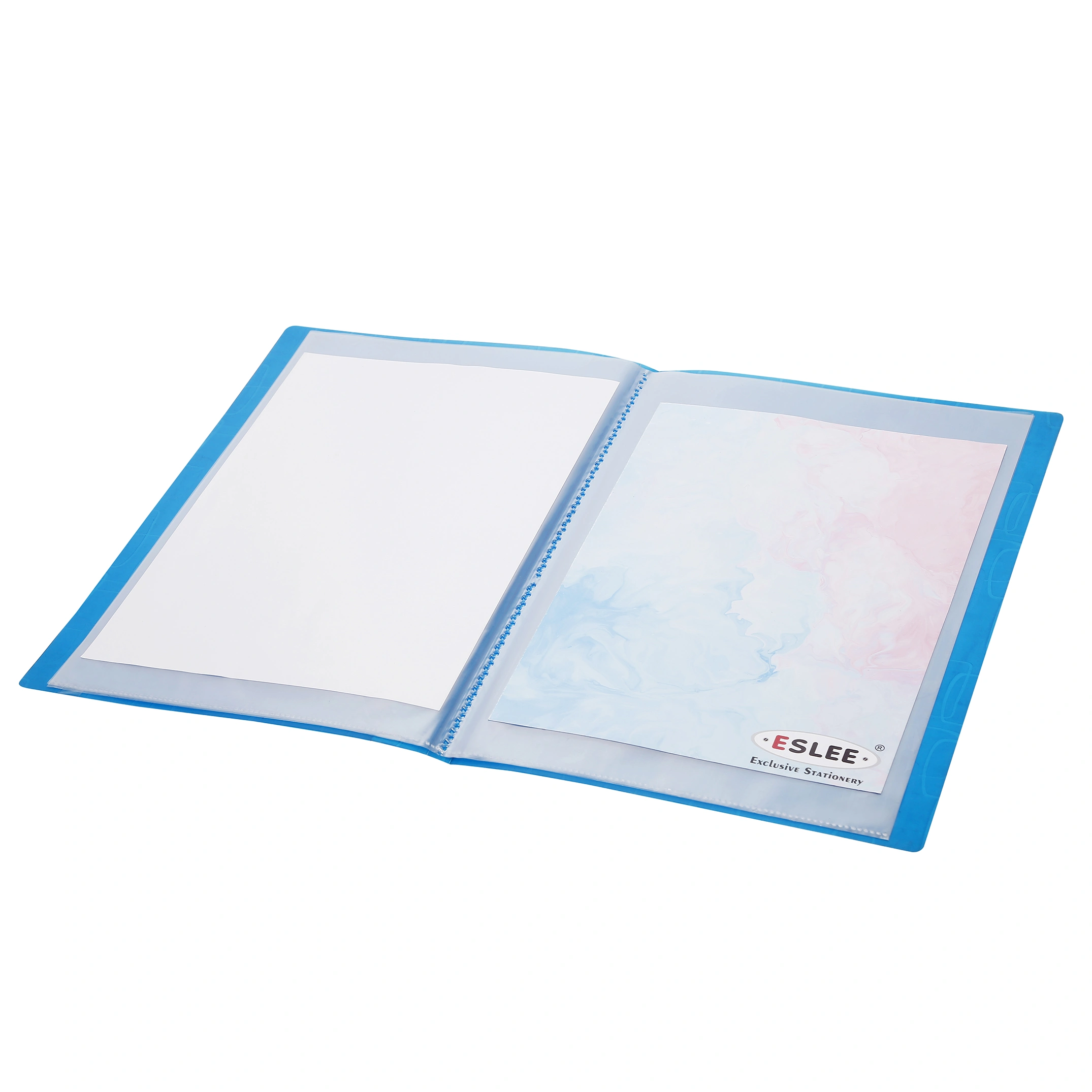 Eslee Display File | Leaves File | Best for FC / FS / Foolscap / Legal Size Paper | 20 Pockets Folder | with Square Cube Texture |(ESC101FC20)-BLUE-FC-20-4