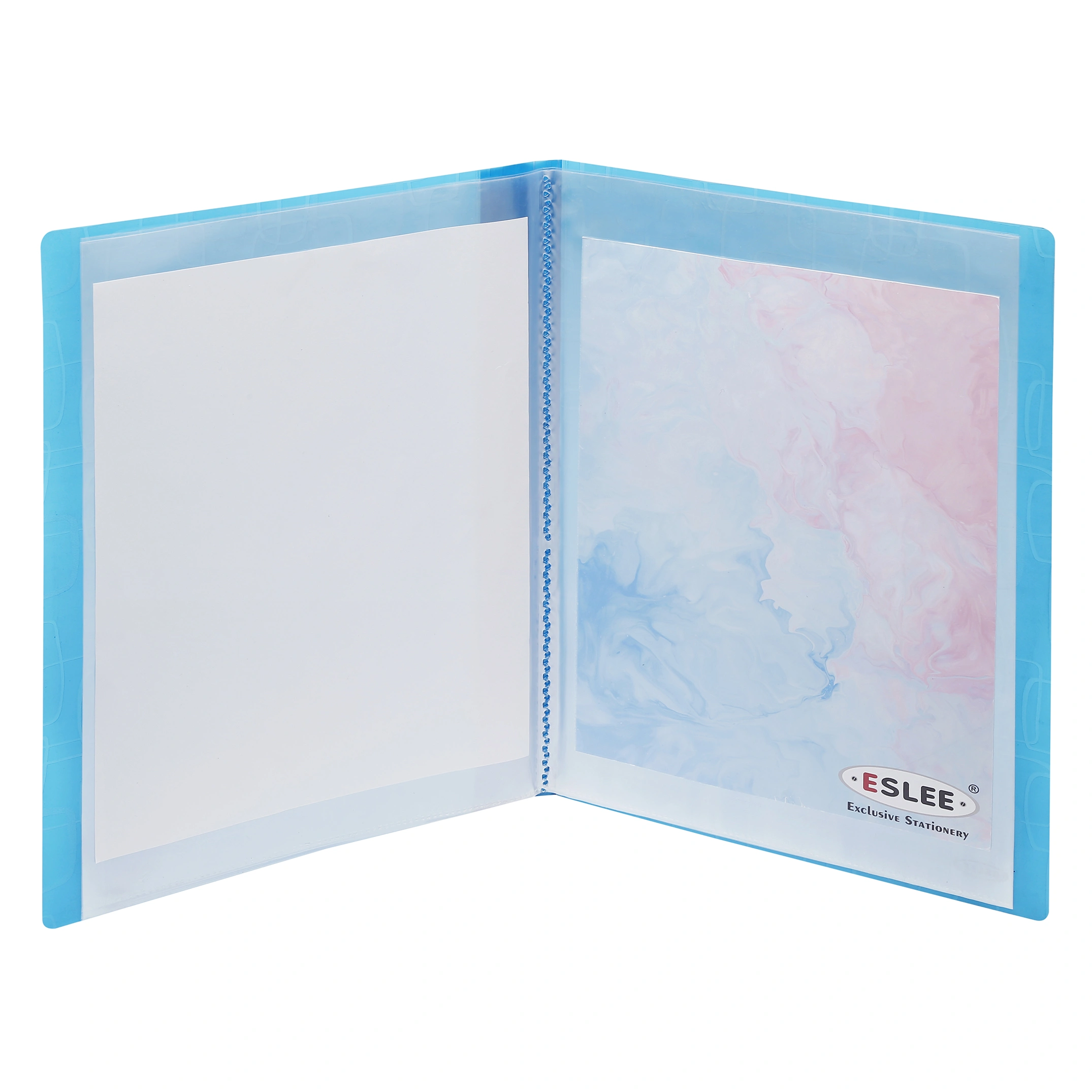 Eslee Display File | Leaves File | Best for A4 Size Paper | 40 Pockets Folder | with Square Cube Texture | (ESC101A440)-BLUE-A4-40-3