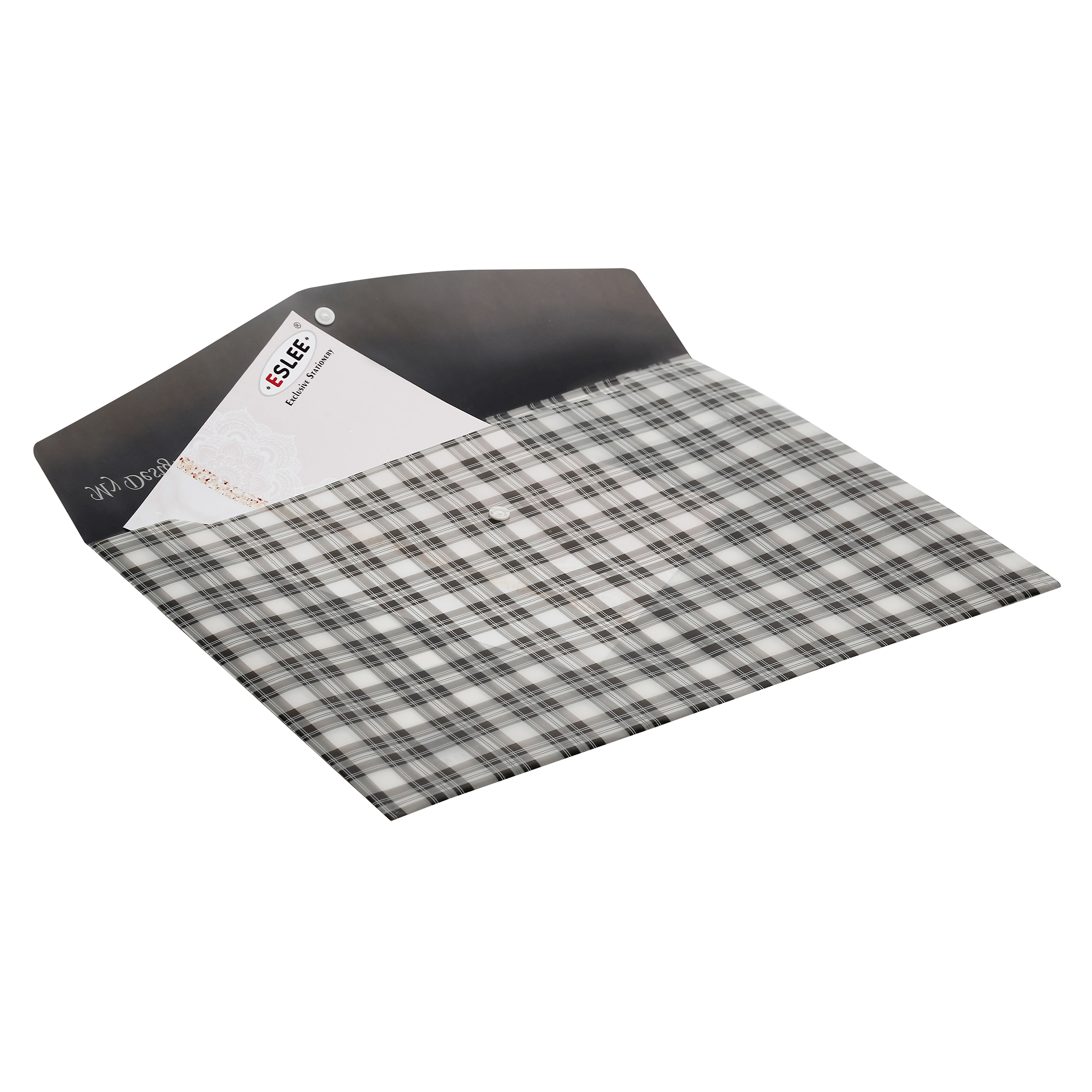 Eslee Envelope File | Artist Document Folder | Best for A3 Size | Printed Texture | Snap Button Closure |(EO275A3)-Black-A3-1