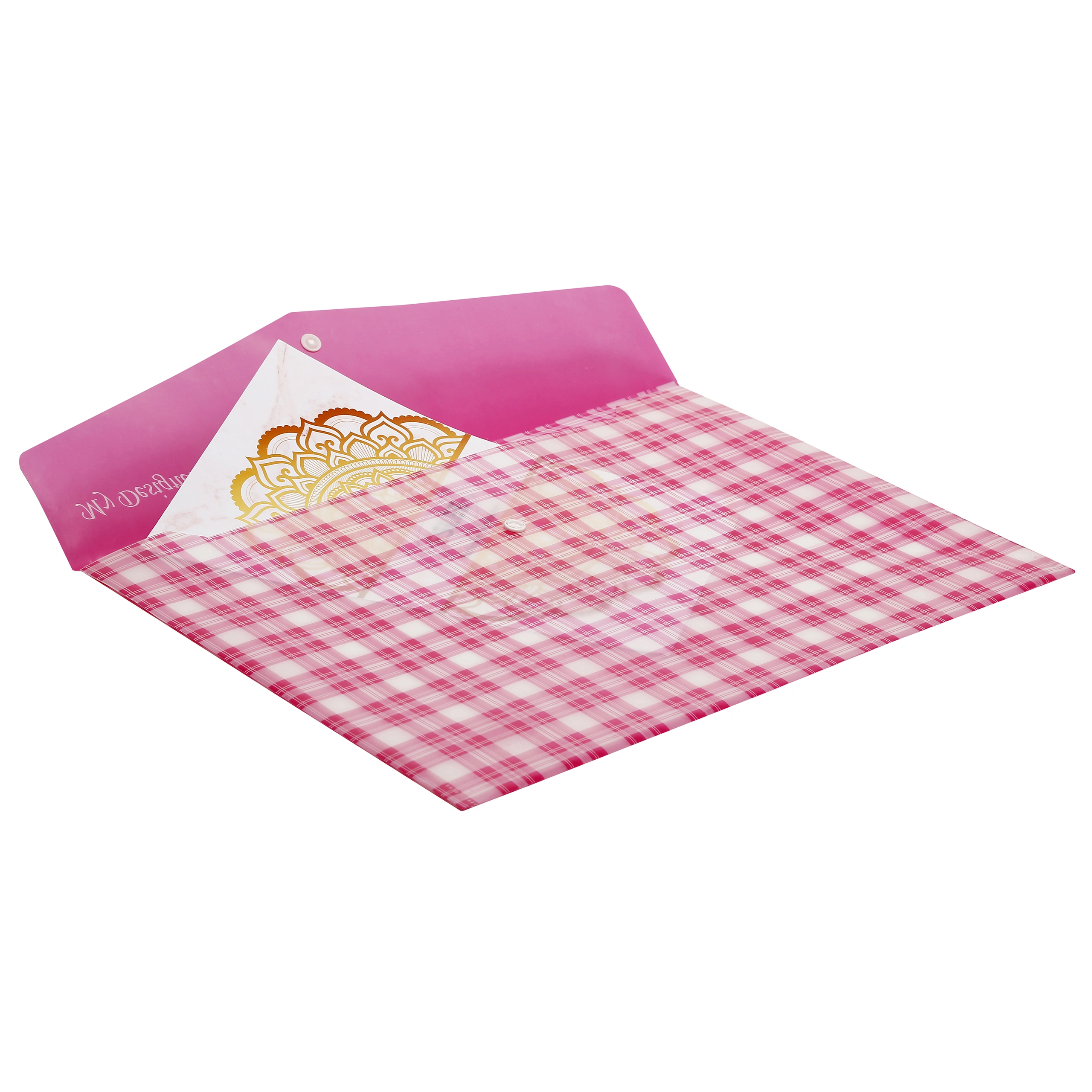 Eslee Envelope File | Artist Document Folder | Best for A3 Size | Printed Texture | Snap Button Closure |(EO275A3)-Pink-A3-1