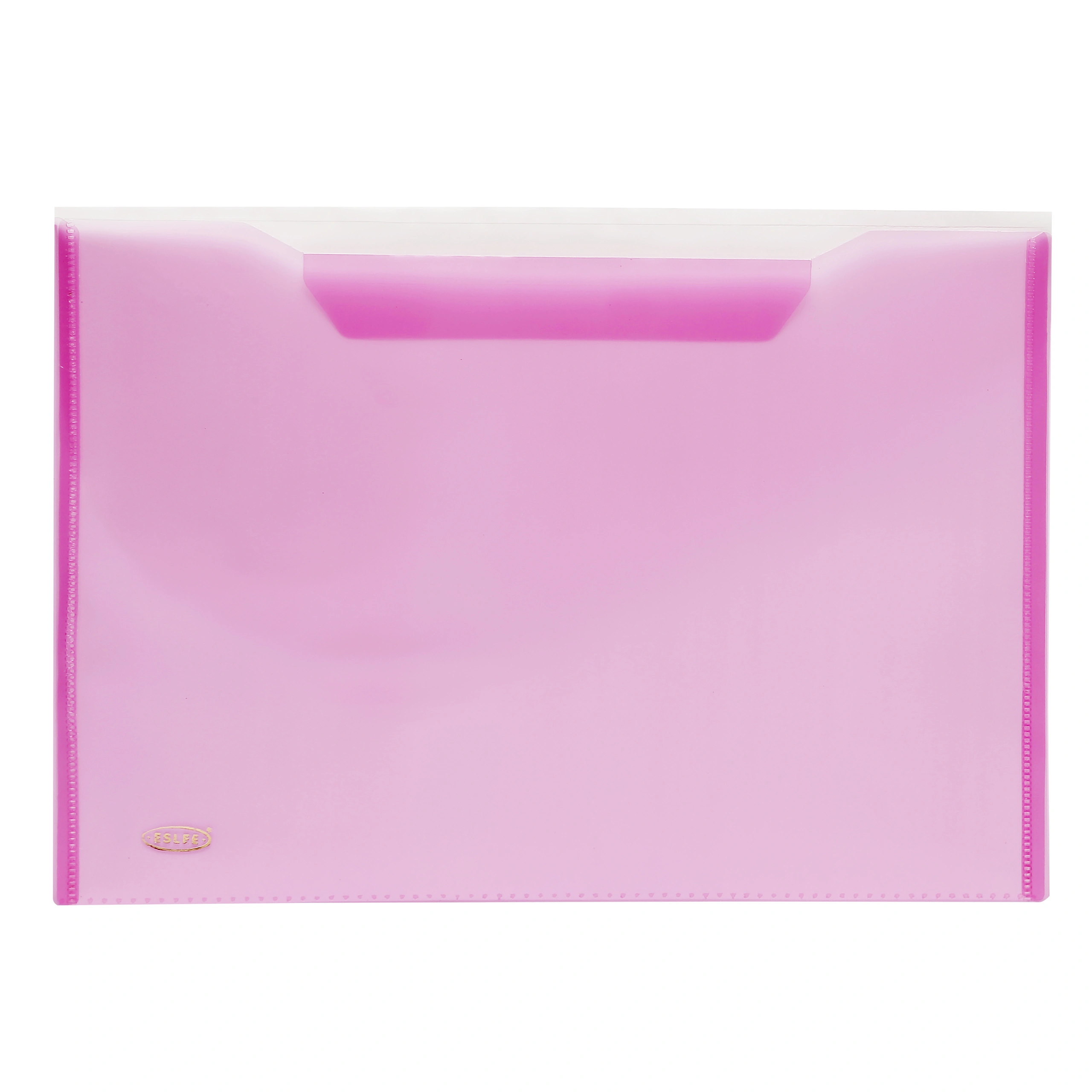 Eslee Transpaent Envelope File | Document Folder | Best for FC / FS / Foolscap / Legal Size | with Back Pocket | Snap Button Closure | (ET276FC)-Pink-FC-3