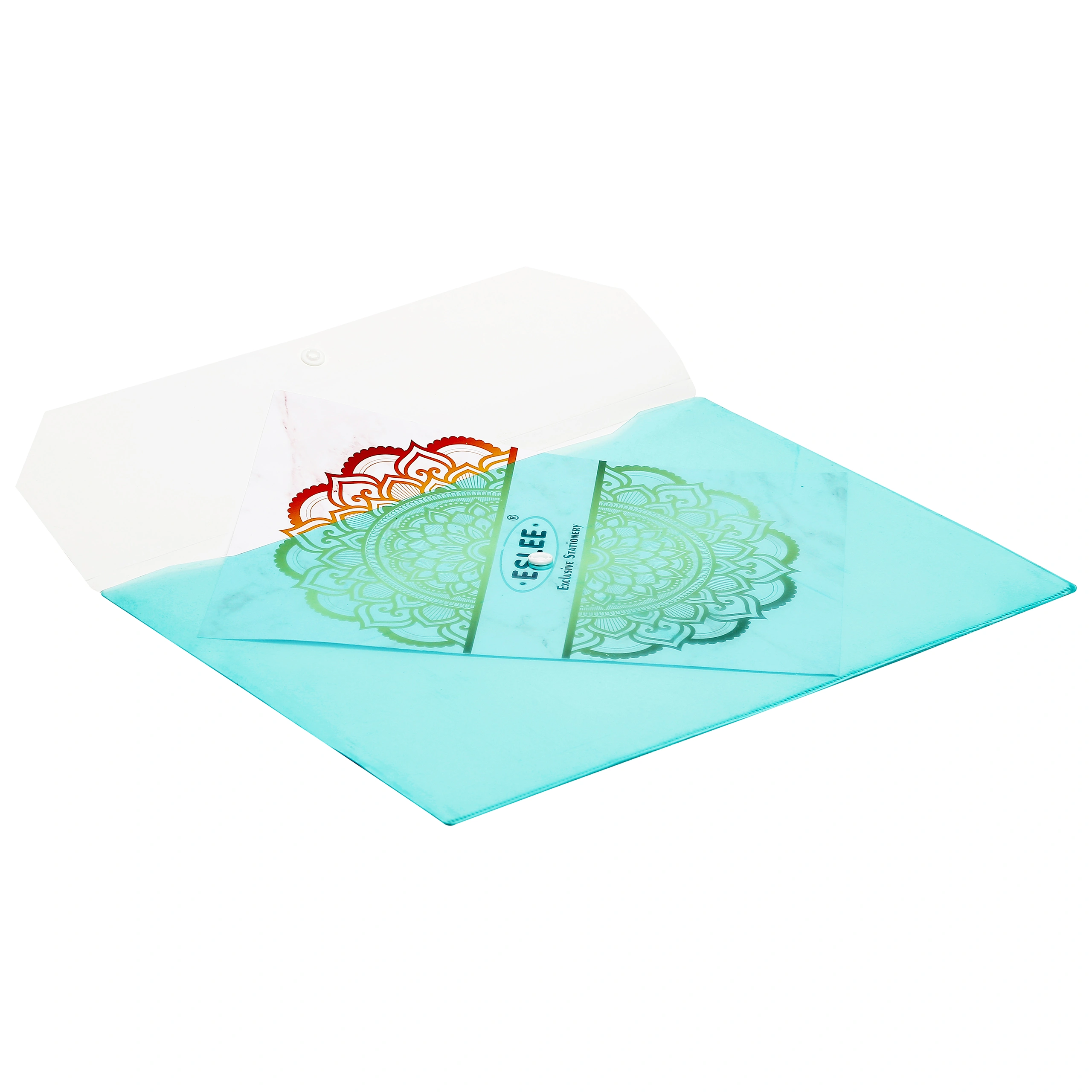 Eslee Transpaent Envelope File | Document Folder | Best for with FC / FS / Foolscap / Legal Size | with Back Pocket &amp; Window | Snap Button Closure | (ET277FC)-Green-FC-2