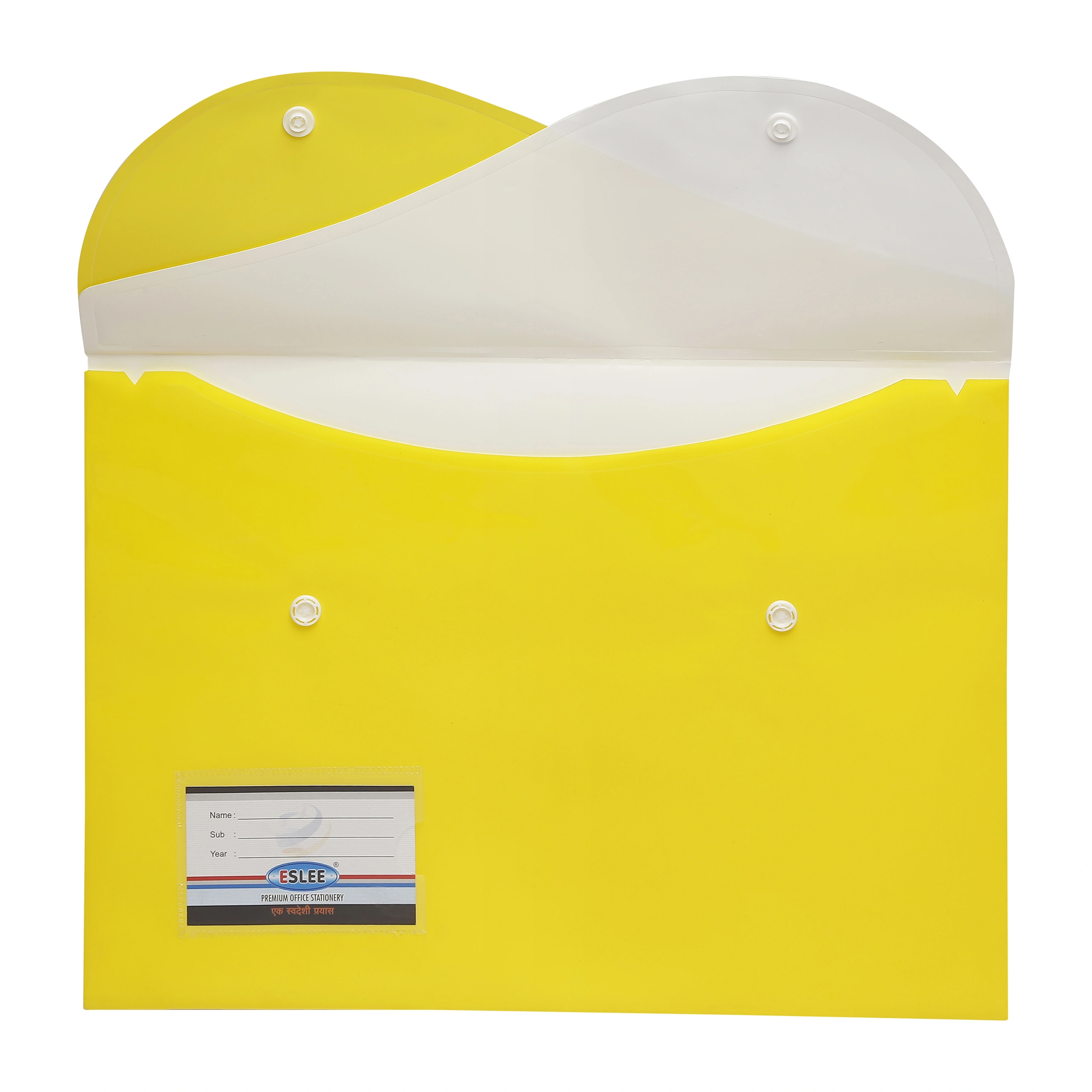 Eslee Rainbow Envelope File | Document Folder | Best for with FC / FS / Foolscap / Legal Size | with Dual Pocket | Snap Button Closure | (ER286FC)-Yellow-FC-1