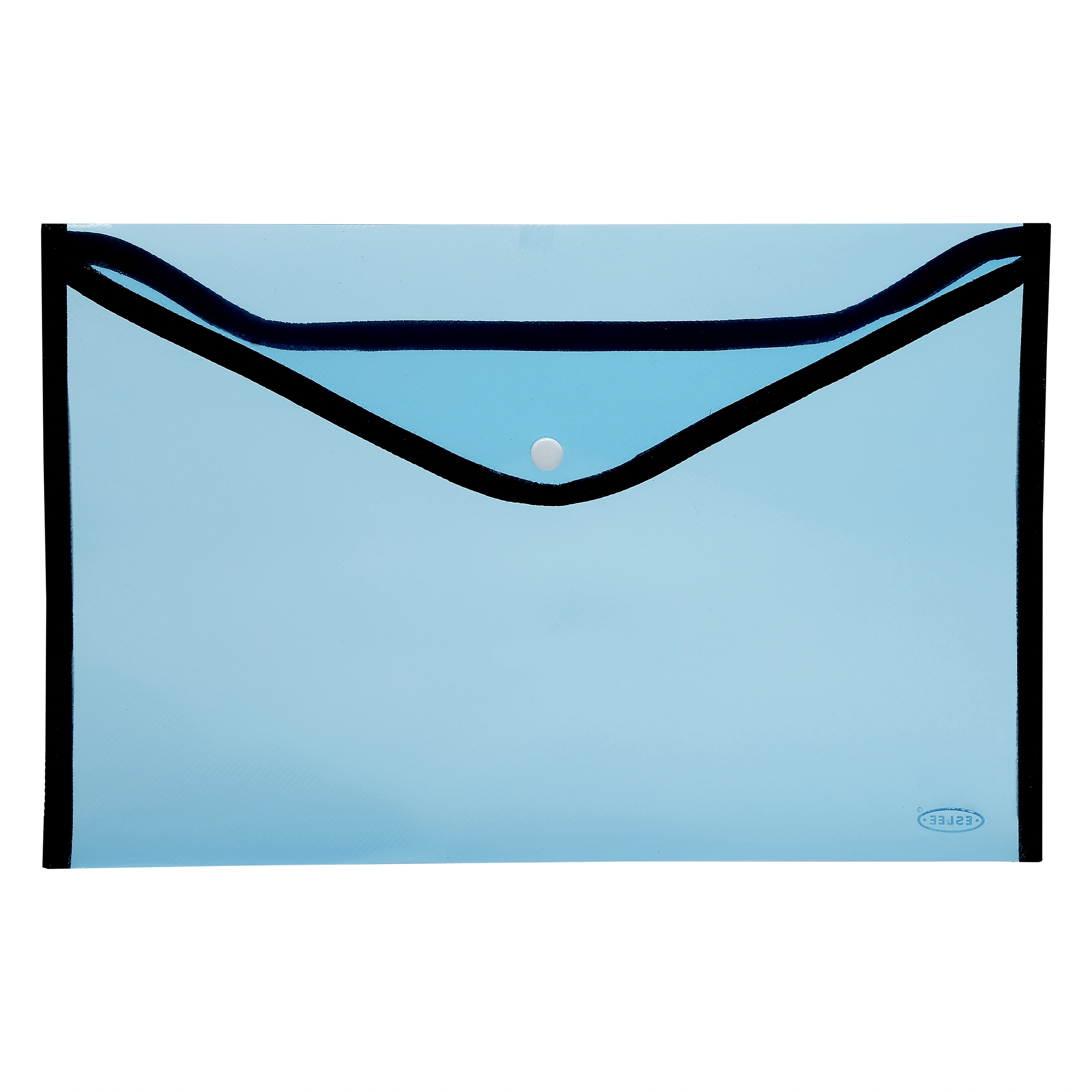 Eslee Crossline Envelope File | Document Folder | Best for A4 Size | with Stitch Border | Crossline Texture | Snap Button Closure | (EC306A4)-EC-306-A4Blue