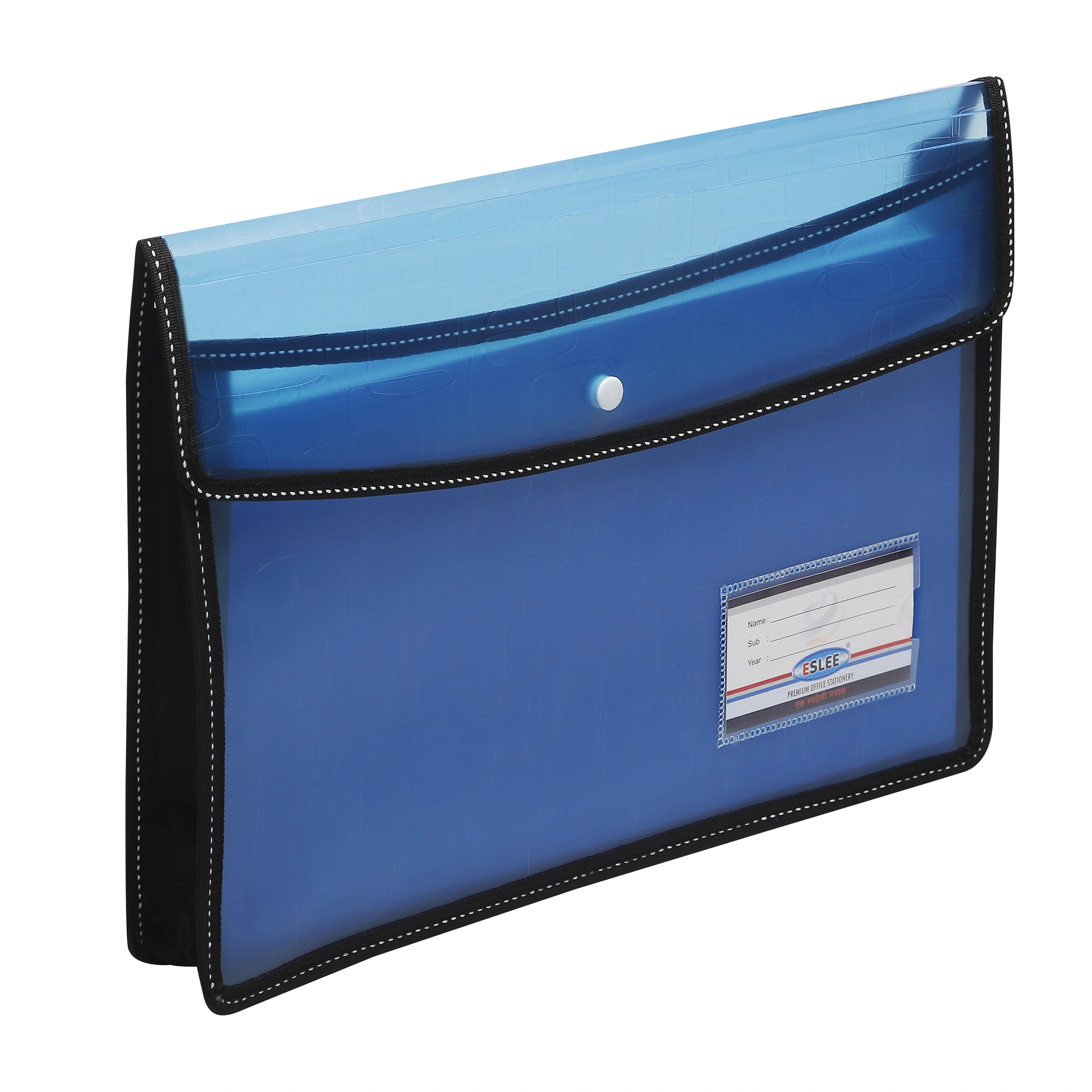 Eslee Square Cube Envelope File | Artist Document Folder | Best for A3 Size | with Handle &amp; Lock | Square Cube Texture | (ESC321A3)-ESC-321-A3Blue