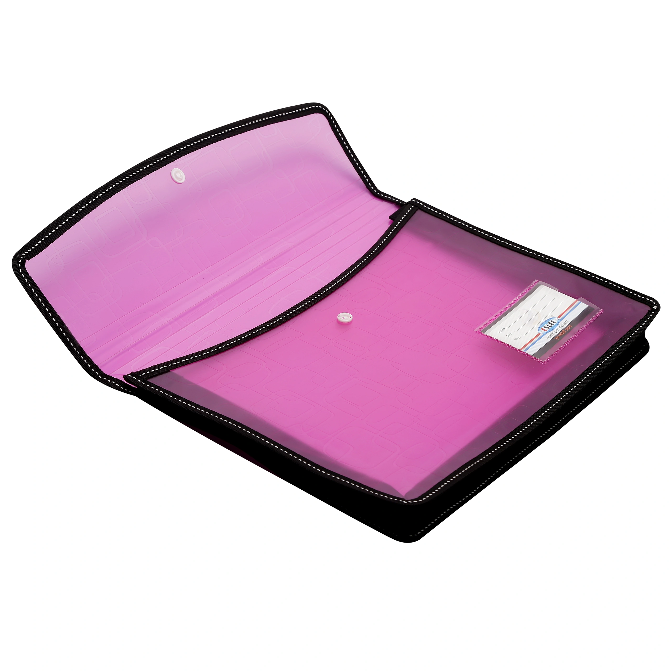 Eslee Crossline Envelope File | Document Folder | Best for A4 Size | Square Cube Texture | Snap Button Closure |- (ESC311A4)-Pink-A4-3