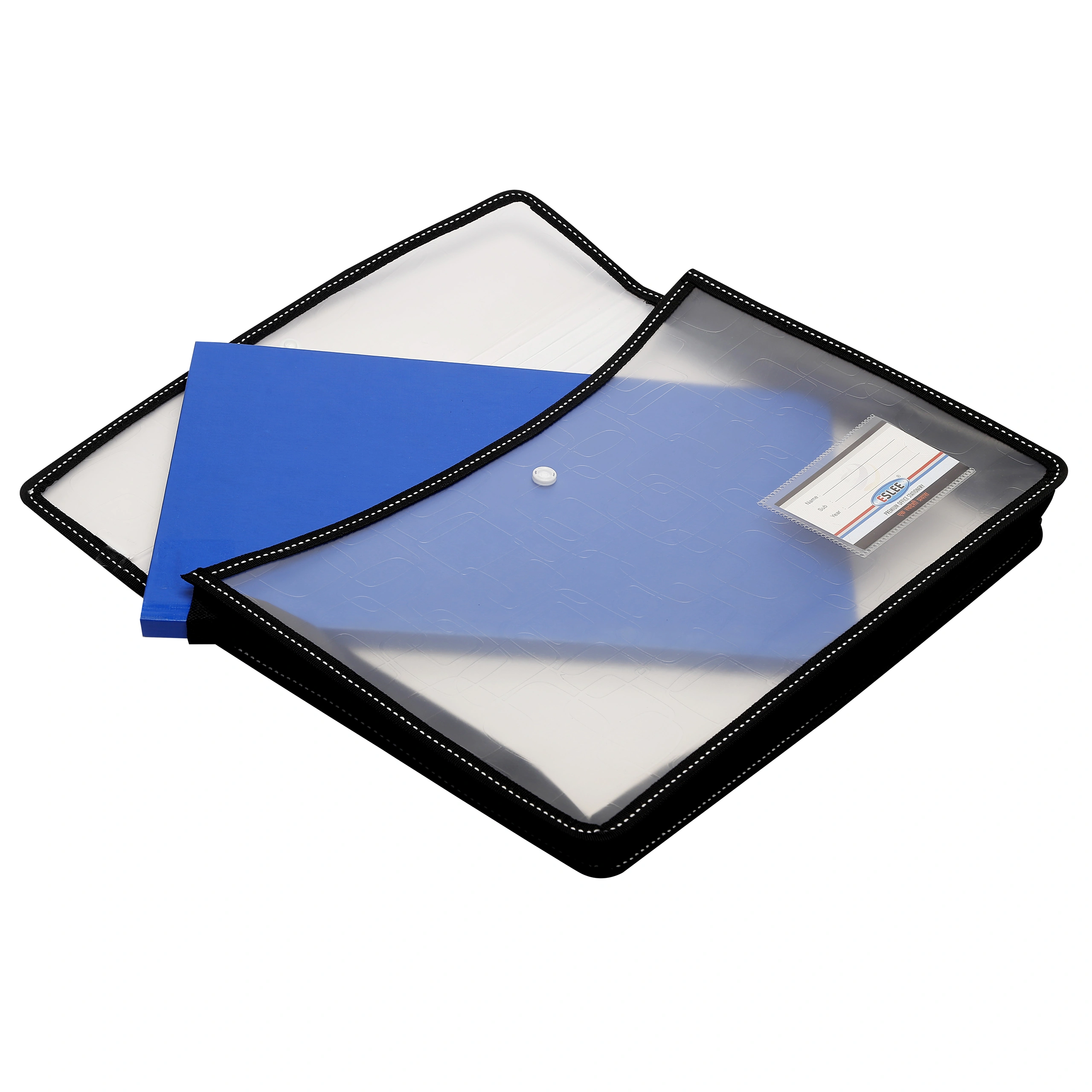 Eslee Crossline Envelope File | Document Folder | Best for A4 Size | Square Cube Texture | Snap Button Closure |- (ESC311A4)-Transparent-A4-1