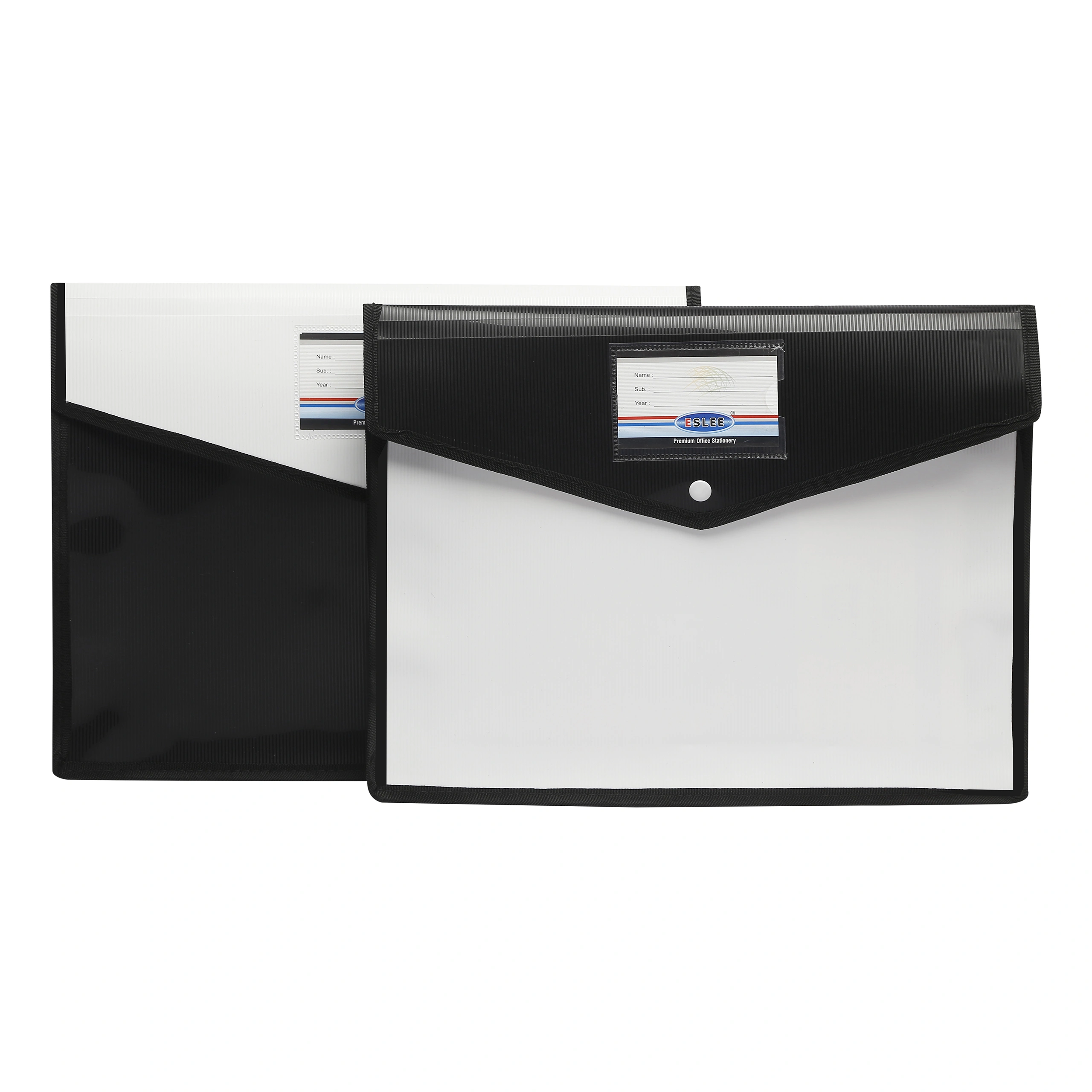 Eslee Envelope File | Document Folder | Best for FC / FS / Foolscap / Legal Size | Dual Colour | Snap Button Closure | Black &amp; White - (EO316FC Black &amp; White)-Black + White-FC-4