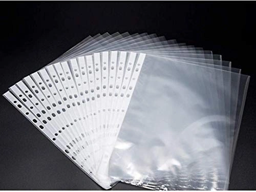 Keny Sheet Protector | Clear Leafs | Best For FC/ FS / Foolscap / Legal Size Paper | 11 Punched Holes | 50 Microns | Pack of 100 (810 SPF 50)-810SPF50TRANSPARENT