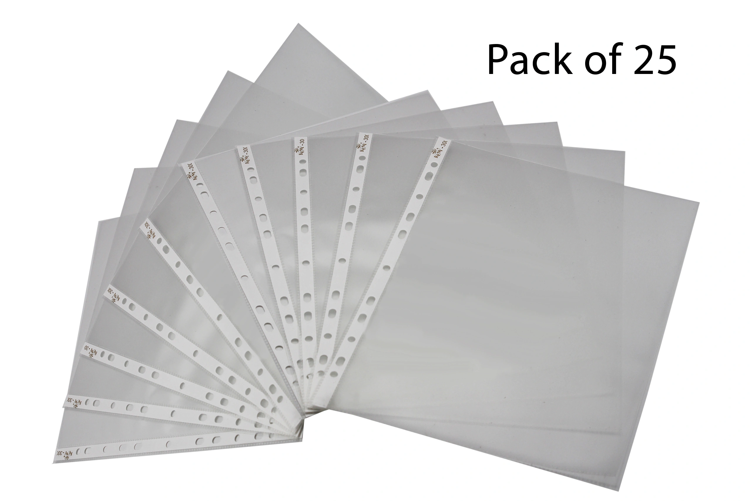 Keny Sheet Protector | Clear Leafs | Best For FC/ FS / Foolscap / Legal Size Paper | 11 Punched Holes | 250 Microns | Pack of 25 (810 SPF 250)-810SPF250TRANSPARENT