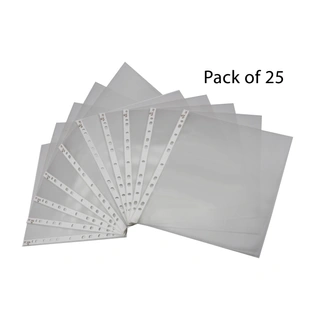 Keny Sheet Protector | Clear Leafs | Best For FC/ FS / Foolscap / Legal Size Paper | 11 Punched Holes | 250 Microns | Pack of 25 (810 SPF 250)