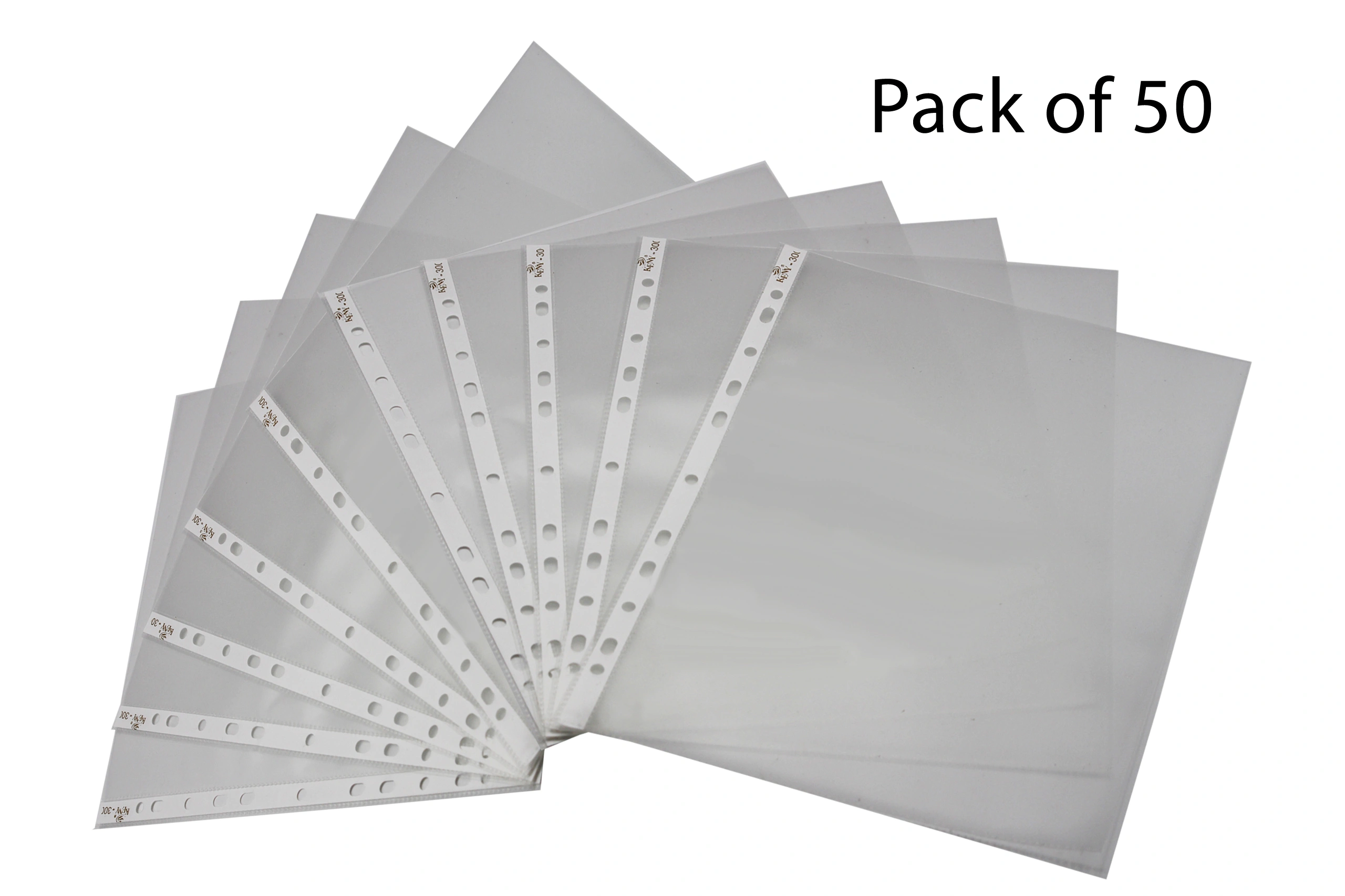 Keny Sheet Protector | Clear Leafs | Best For FC/ FS / Foolscap / Legal Size Paper | 11 Punched Holes | 200 Microns |  Pack of 50 (810 SPF 200)-810SPF200TRANSPARENT
