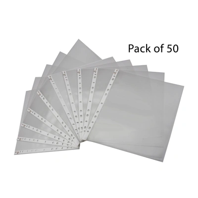 Keny Sheet Protector | Clear Leafs 80 Microns | Best For A3 Size Paper | 11 Punched Holes | Pack of 50 (810 SPA3 80)
