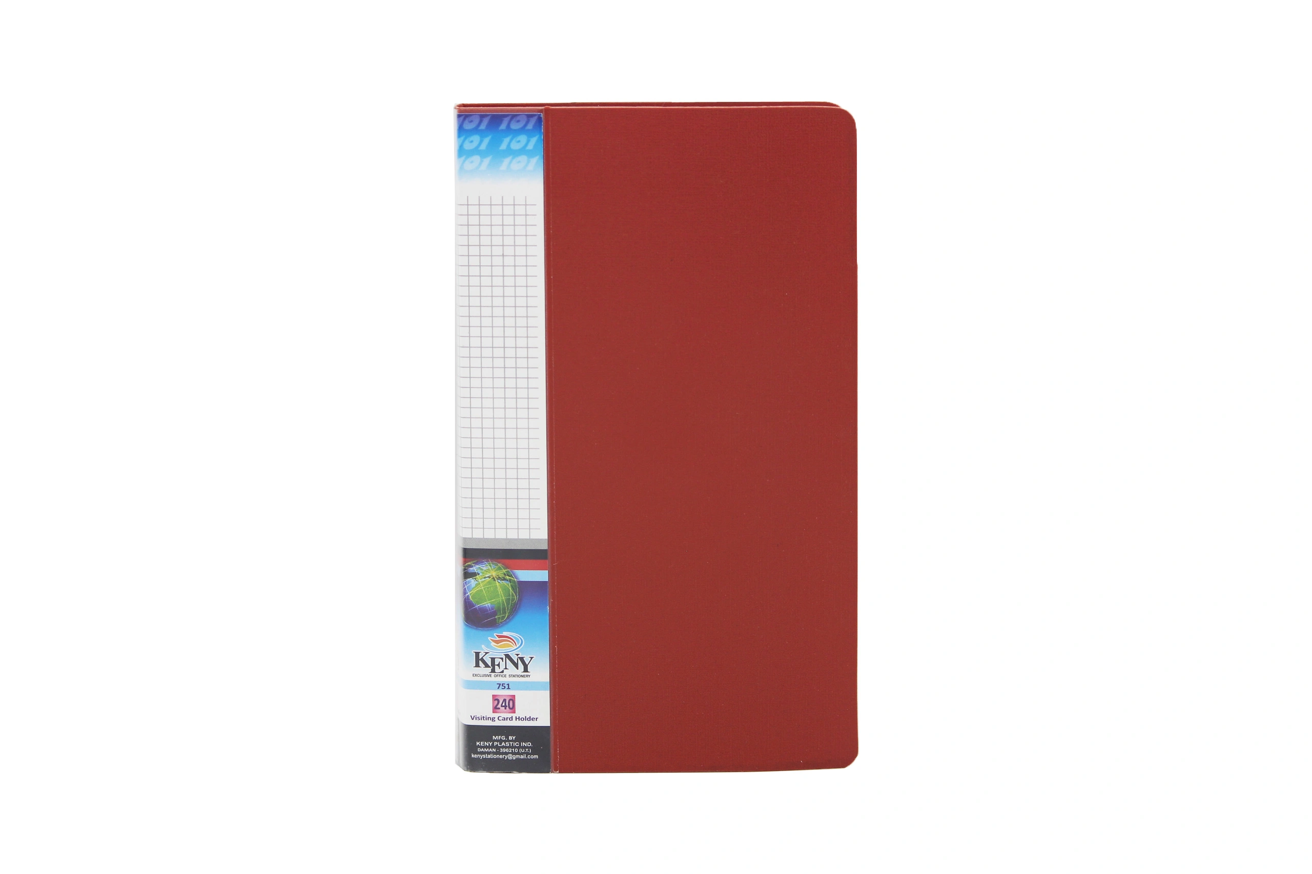 Keny Stationery Multipurpose Visiting Card Organizer Case | Large Capacity: 1 Folder of 240 Cards in a Box| Eco-Friendly Made from Recycled Plastic | Transparent Slots Holder | Ideal for Business &amp; Membership Cards | Slim &amp; Portable Book | (751/240B)-RED-240 Cards With Box-1