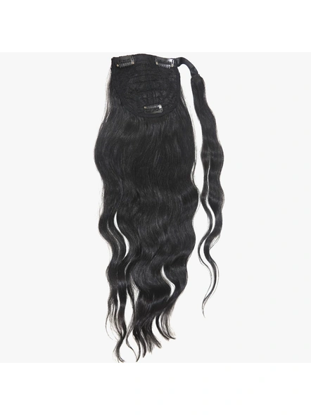Cadenza Ponytail Hair Extensions Length 16 Inches-Natural Black-Curly-Natural Black-1