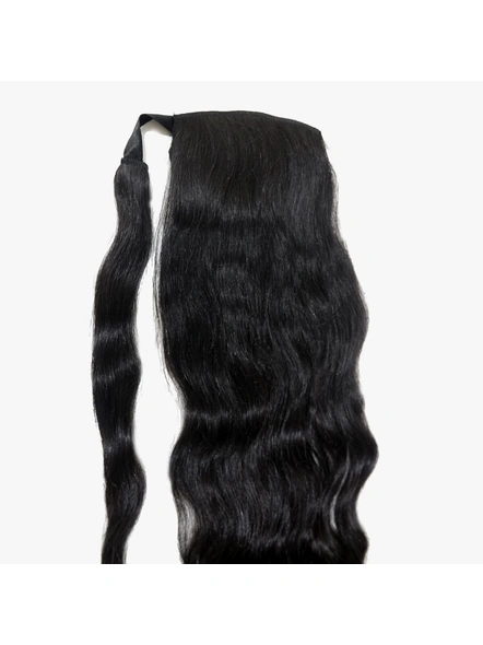 Cadenza Ponytail Hair Extensions Length 20 Inches-Curly-Natural Black-1